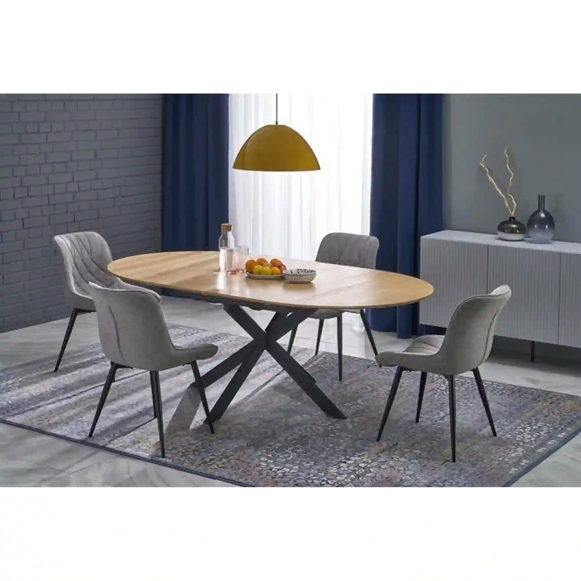 Masa extensibila HOUSTON OCN-37308, stejar/negru