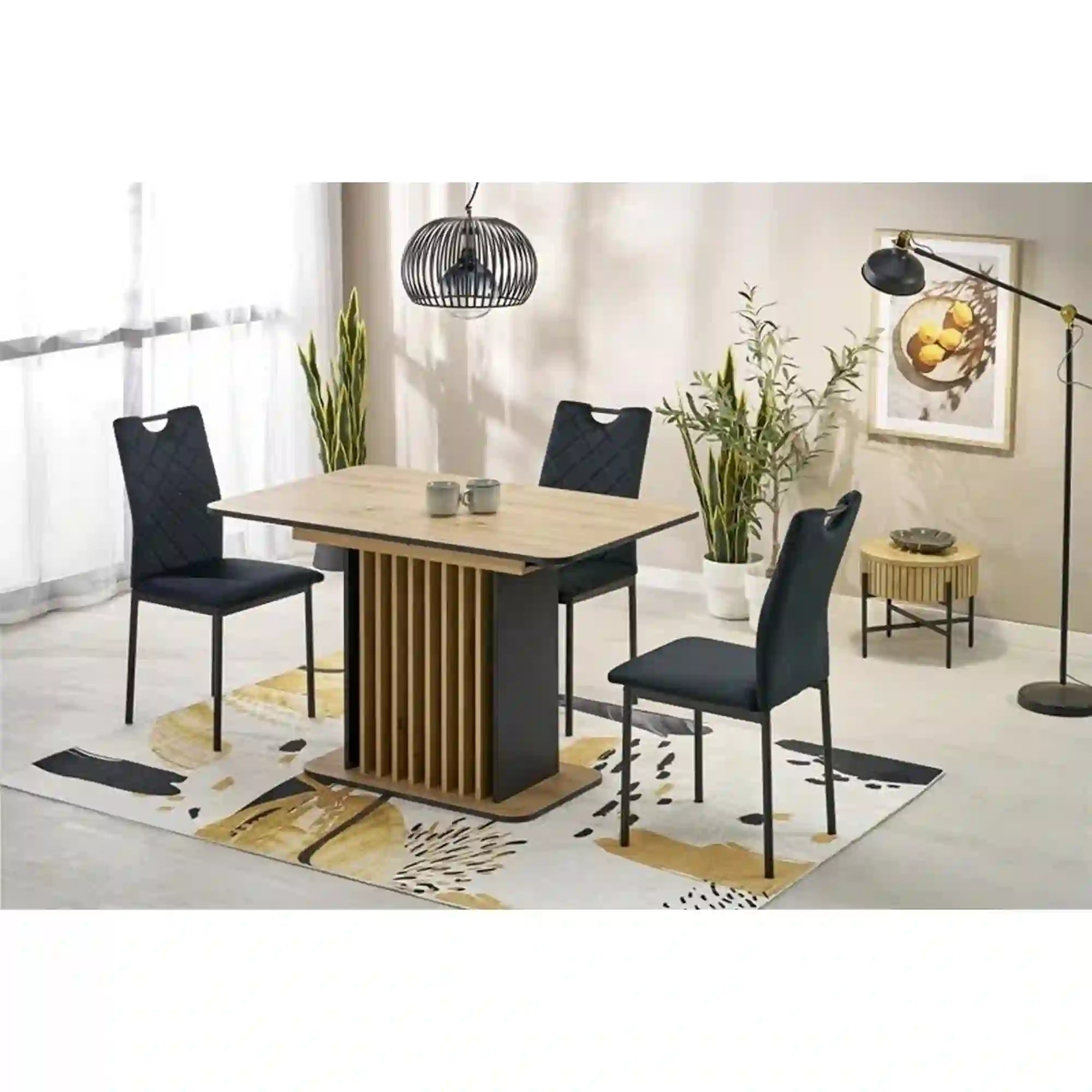 Masa extensibila HOUSTON OCN-37309, stejar artisan/negru