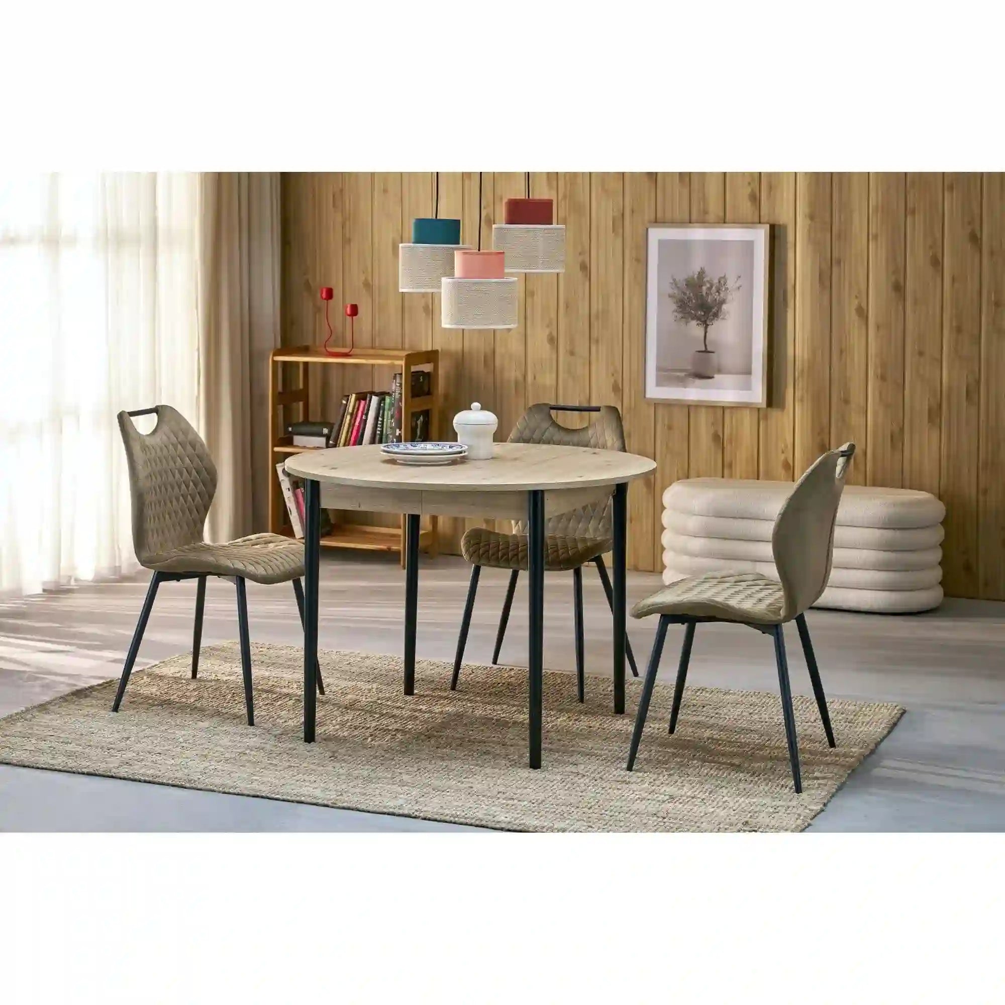 Masa extensibila HOUSTON OCN-37311, stejar artisan/negru