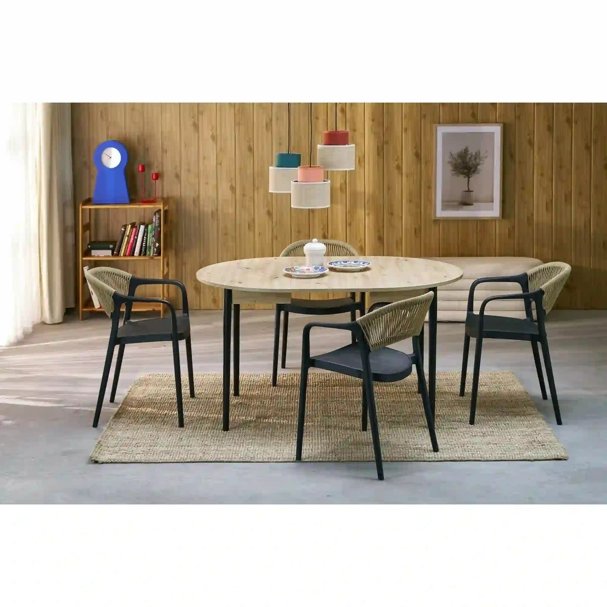 Masa extensibila HOUSTON OCN-37311, stejar artisan/negru