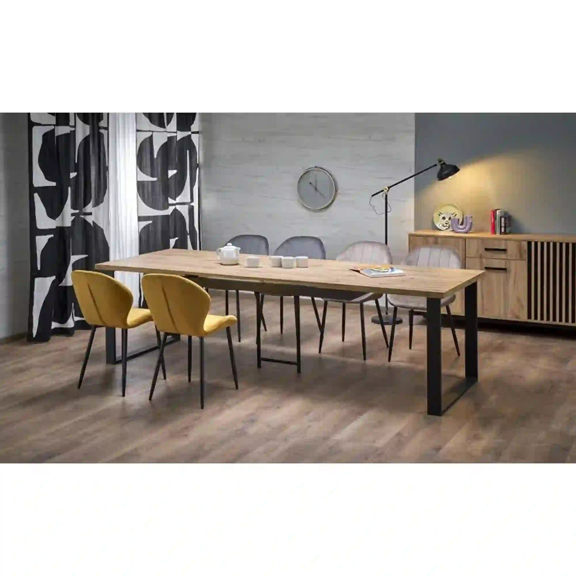 Masa extensibila HOUSTON OCN-37318, stejar/negru