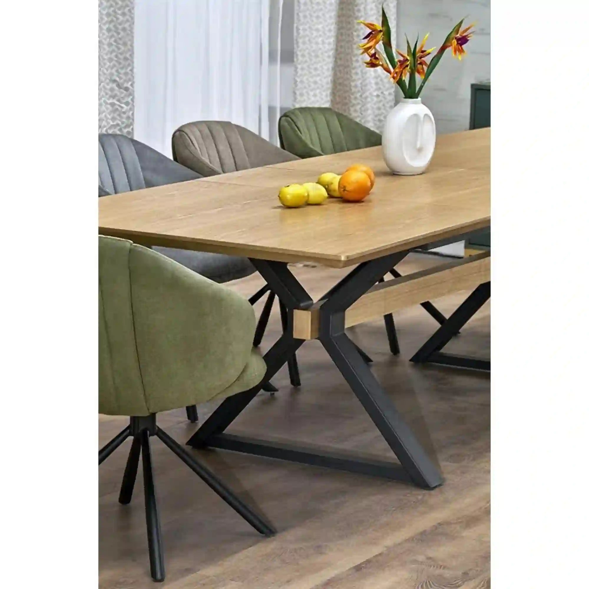 Masa extensibila HOUSTON OCN-37324, stejar/negru