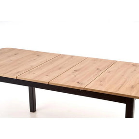 Masa extensibilă din stejar artisan și negru, ideală pentru un living modern – primabucata
