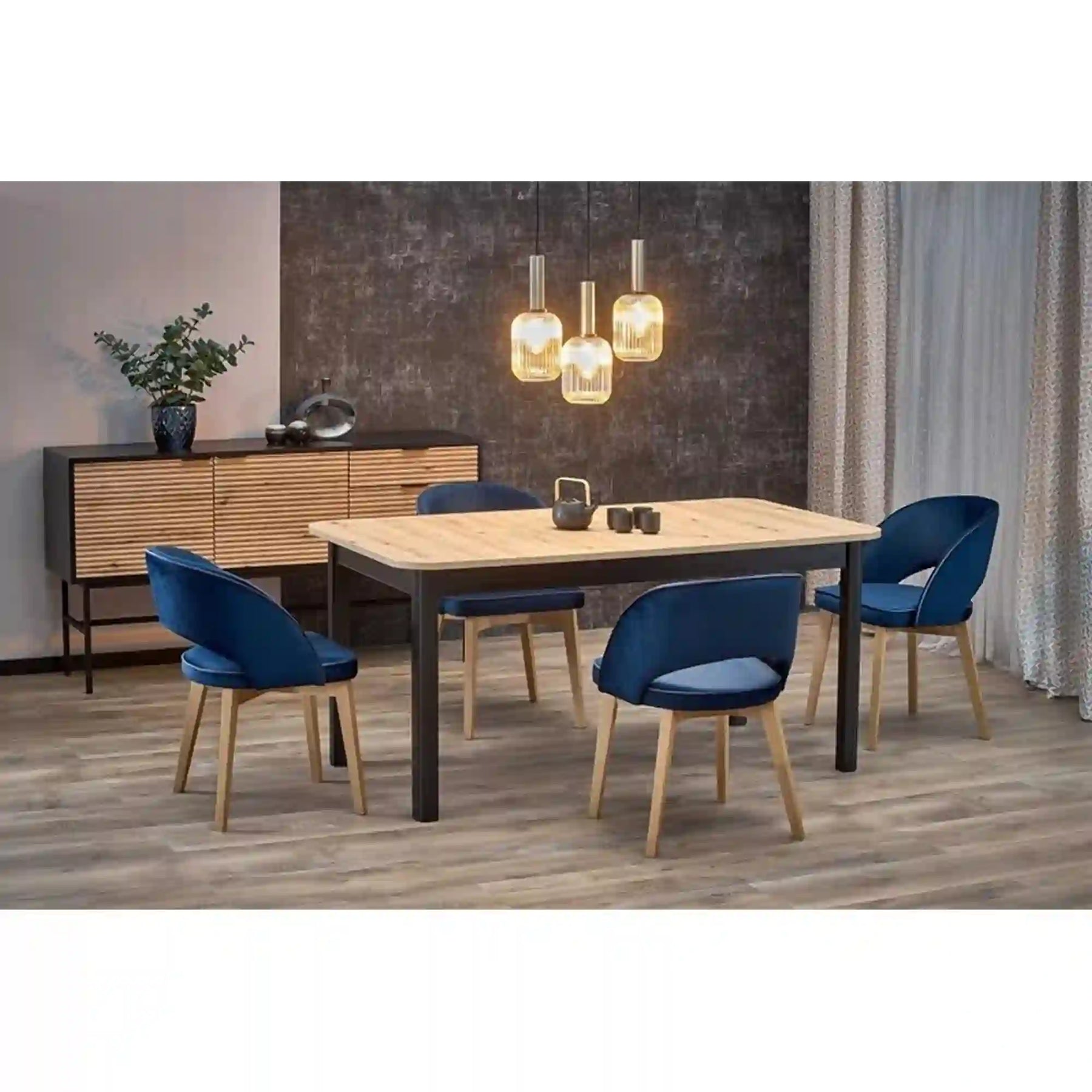 Masa extensibila HOUSTON OCN-37346, stejar artisan/negru