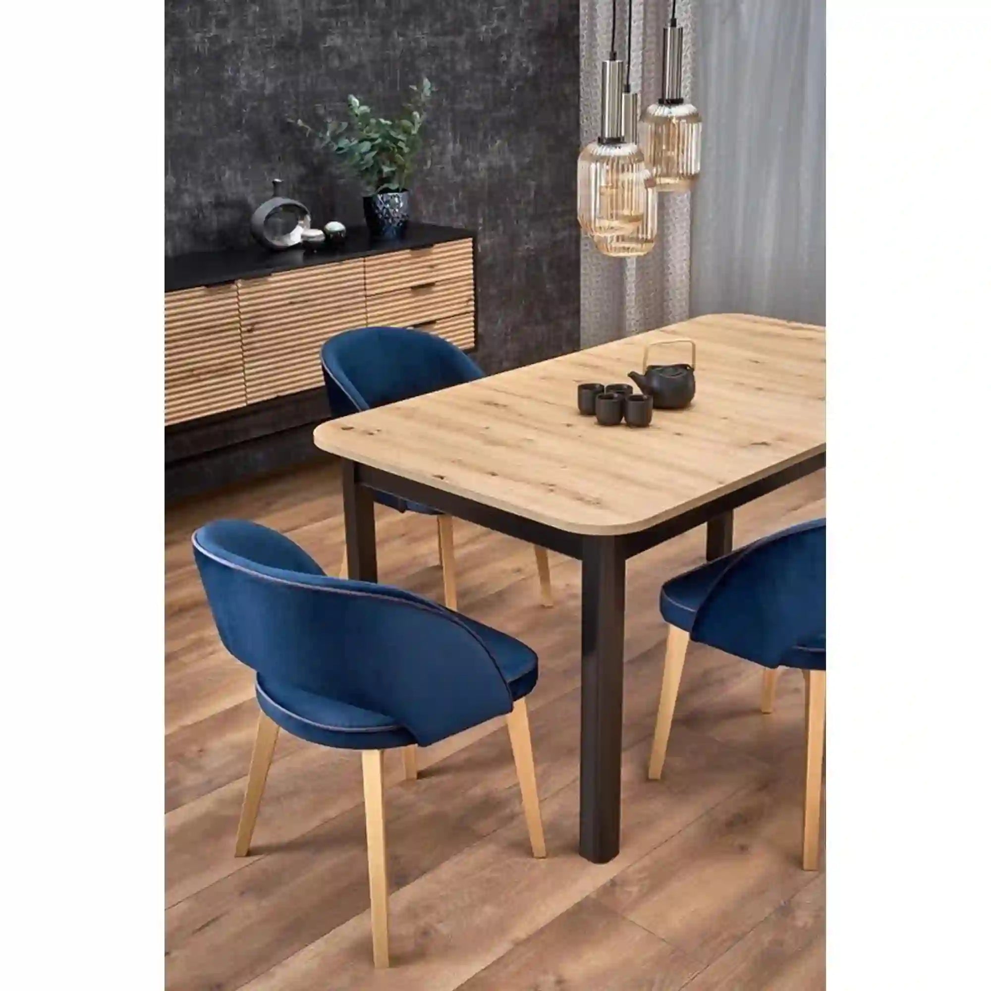 Masa extensibila HOUSTON OCN-37346, stejar artisan/negru