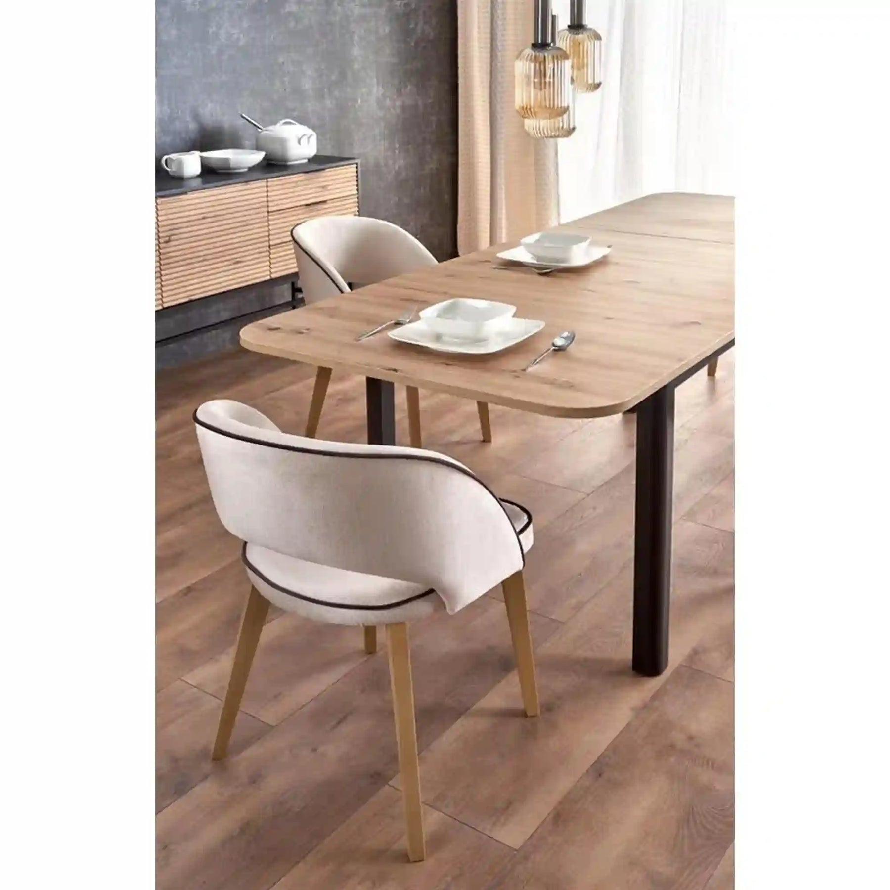 Masa extensibila HOUSTON OCN-37346, stejar artisan/negru
