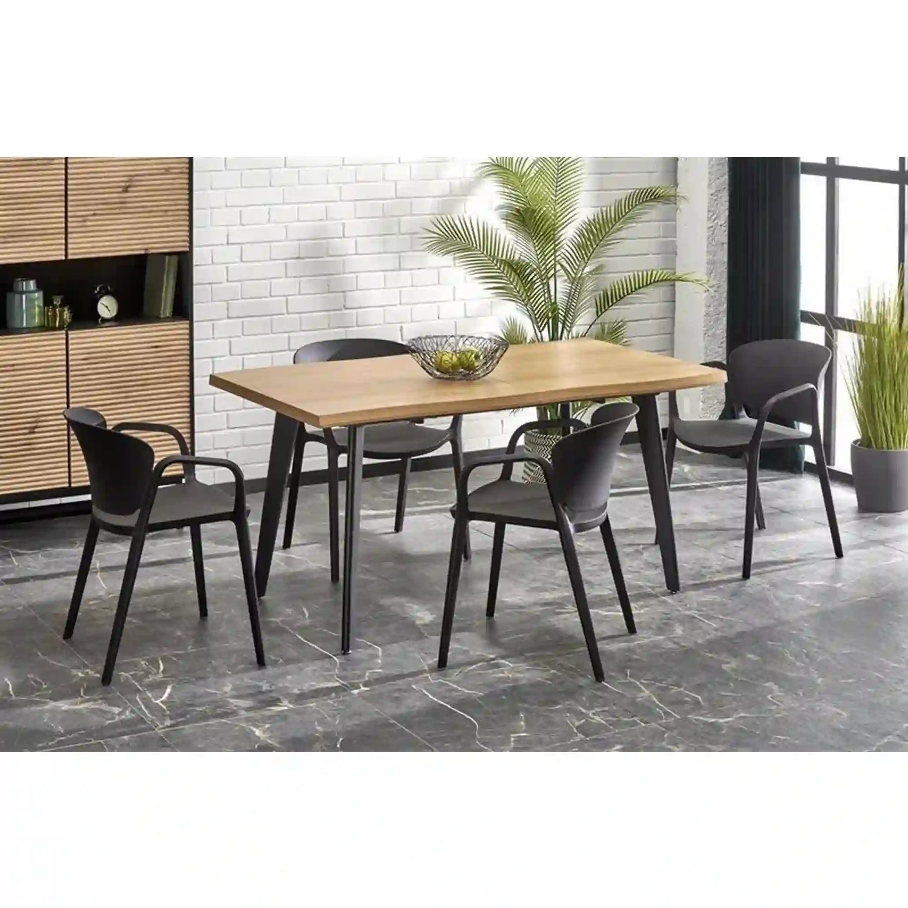 Masa extensibila HOUSTON OCN-37347, stejar/negru