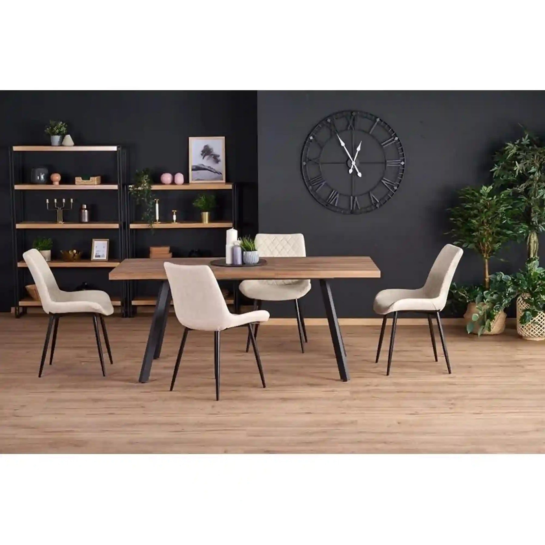 Masa extensibila HOUSTON OCN-37352, stejar/negru