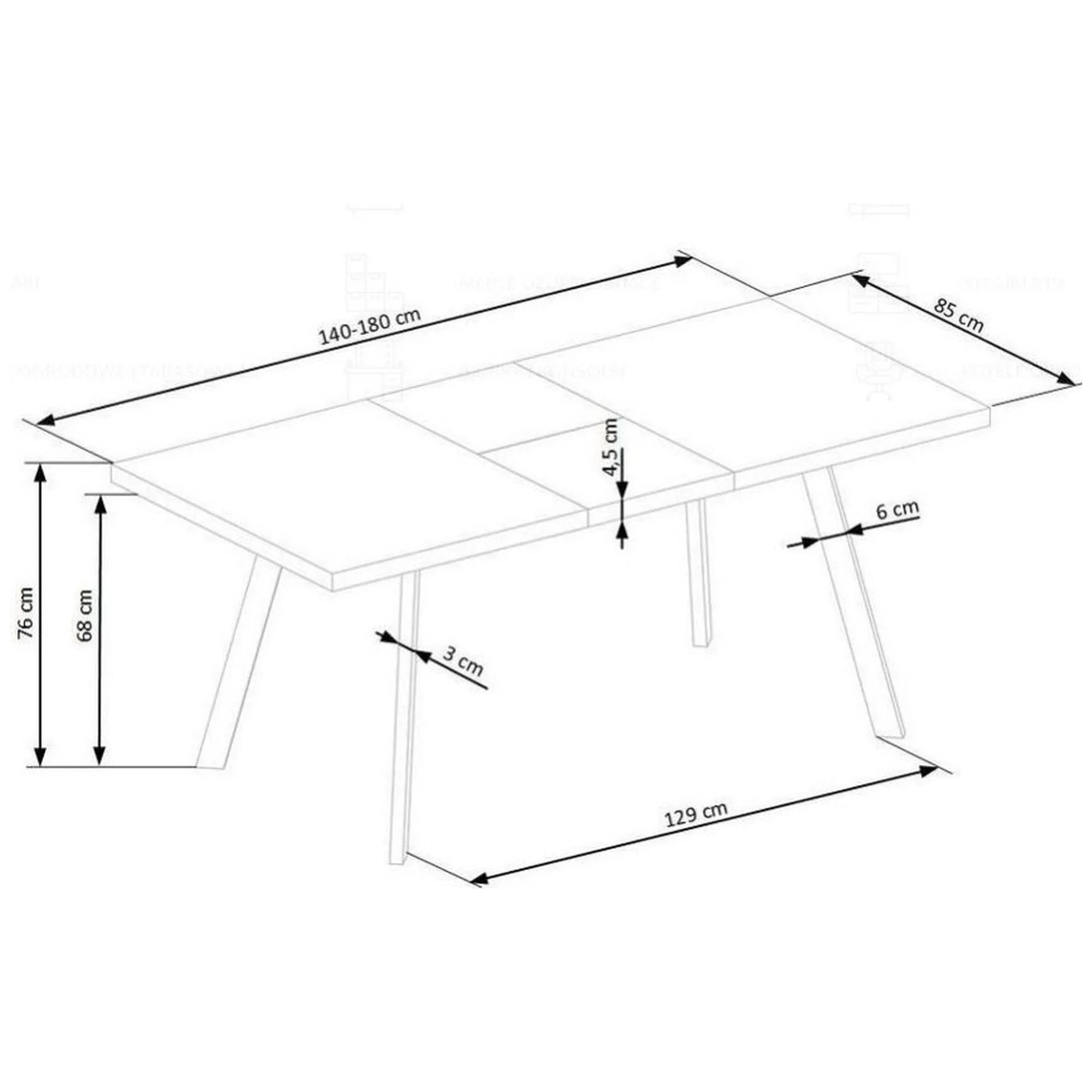 Masa extensibila HOUSTON OCN-37352, stejar/negru