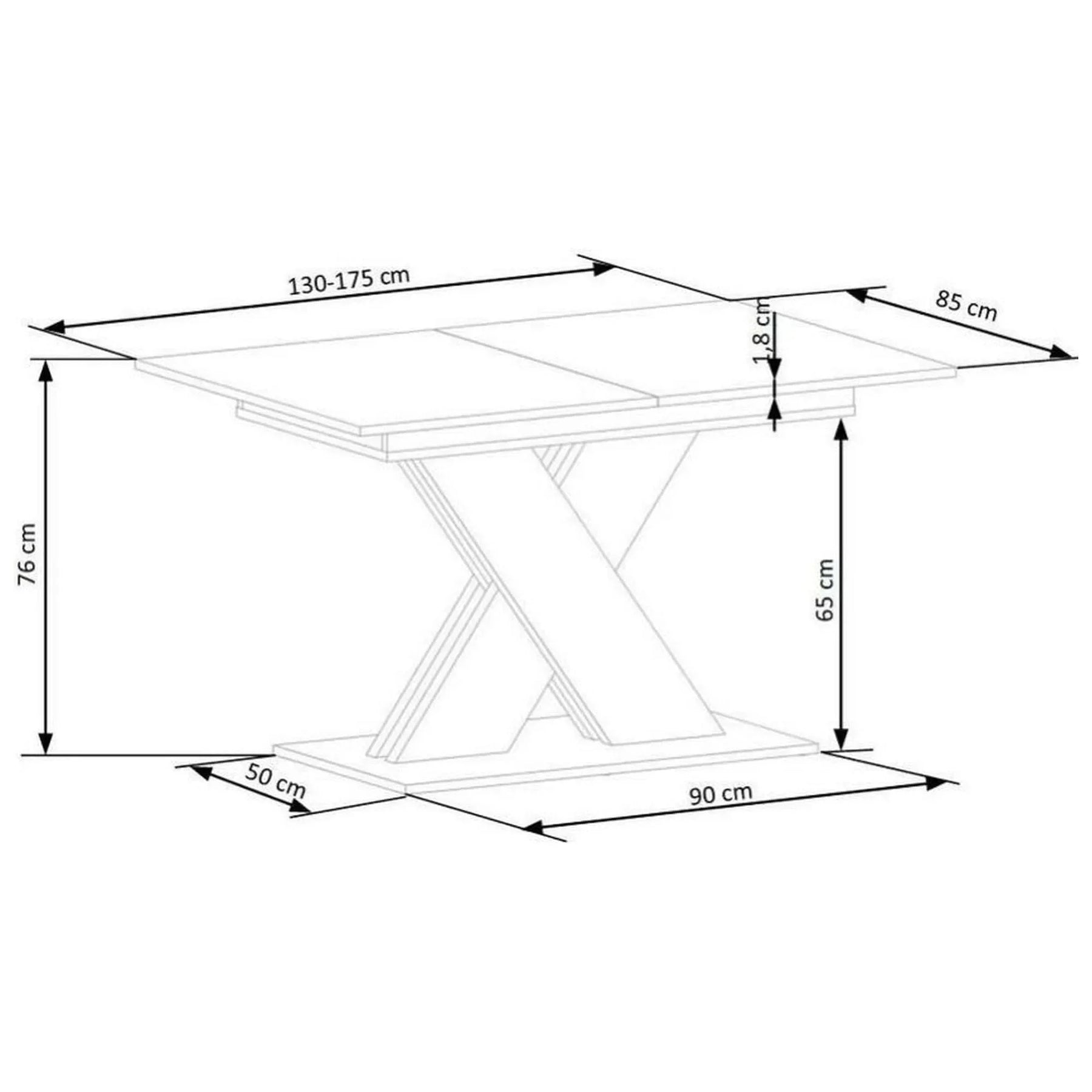 Masa extensibila HOUSTON OCN-37355, stejar alb/alb