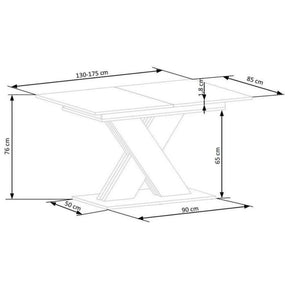 Masa extensibila HOUSTON OCN-37355, stejar alb/alb