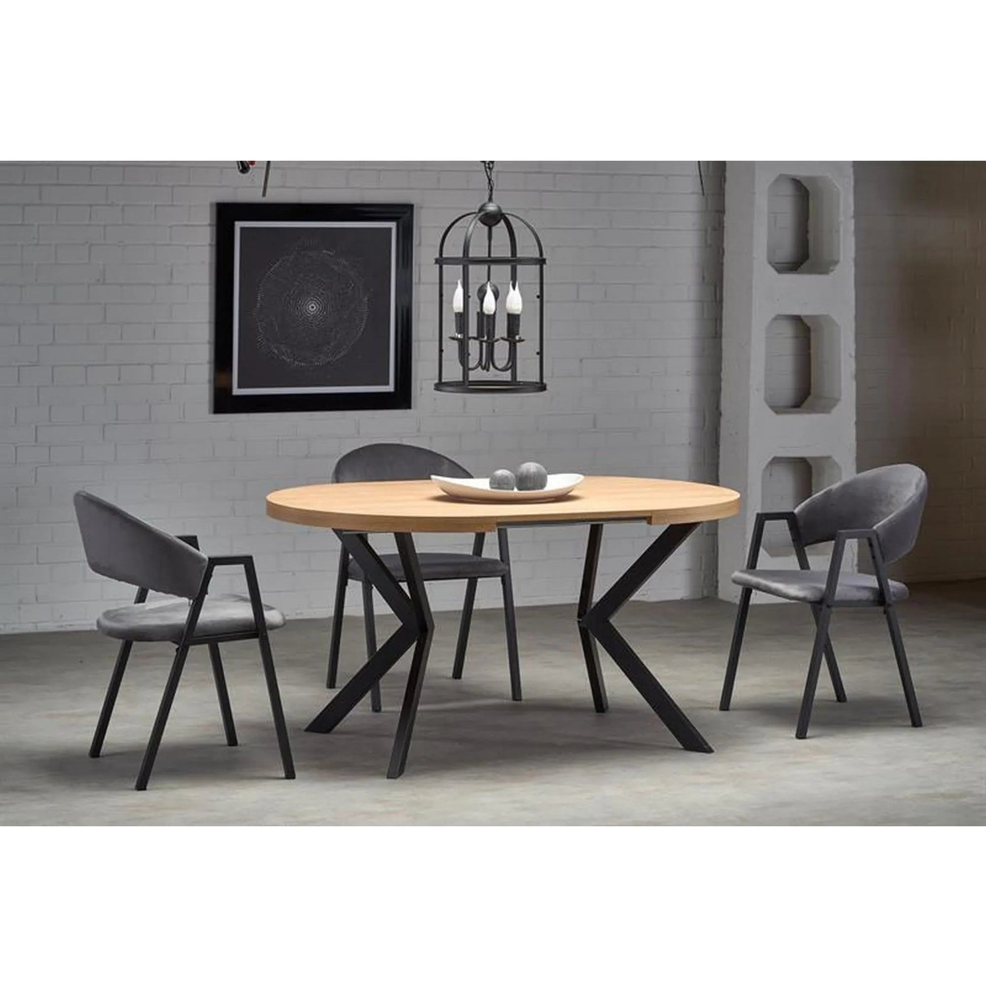 Masa extensibila HOUSTON OCN-37361, stejar auriu/negru