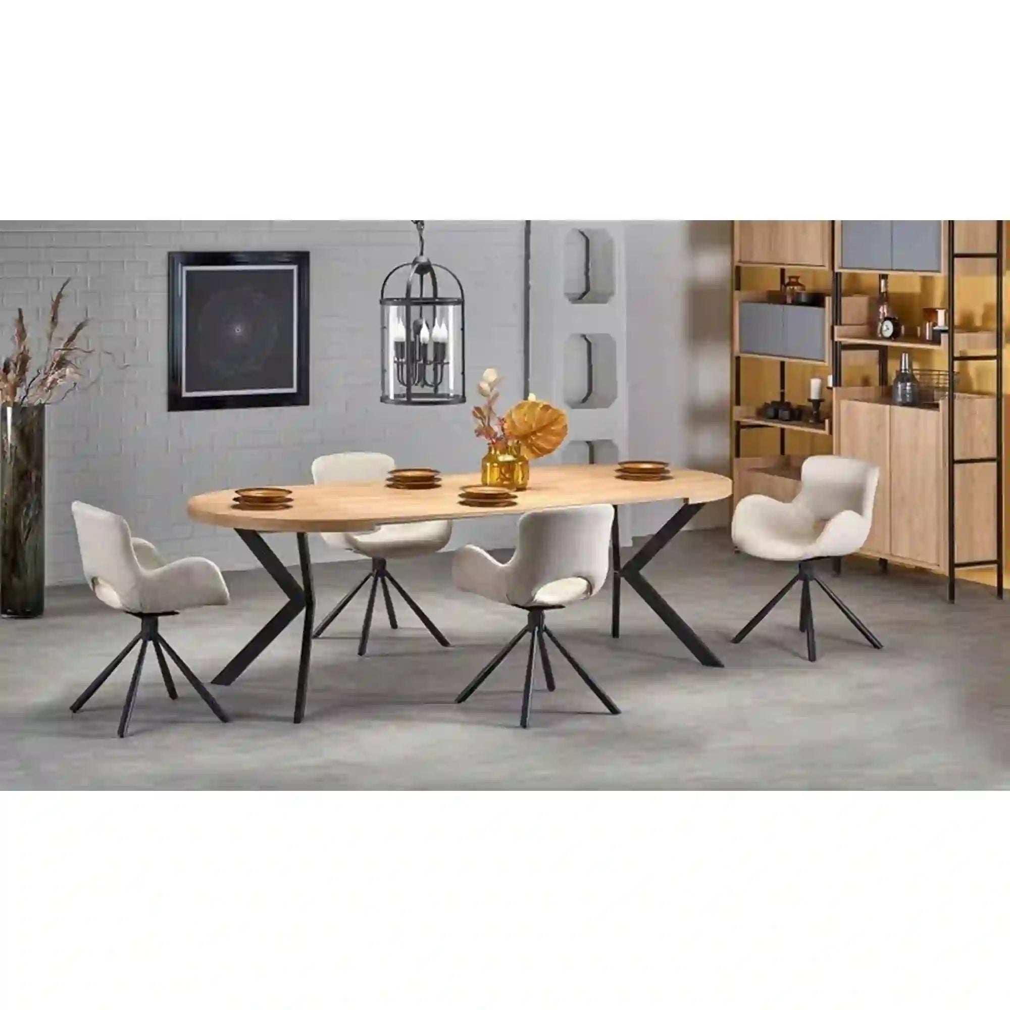 Masa extensibila HOUSTON OCN-37361, stejar auriu/negru