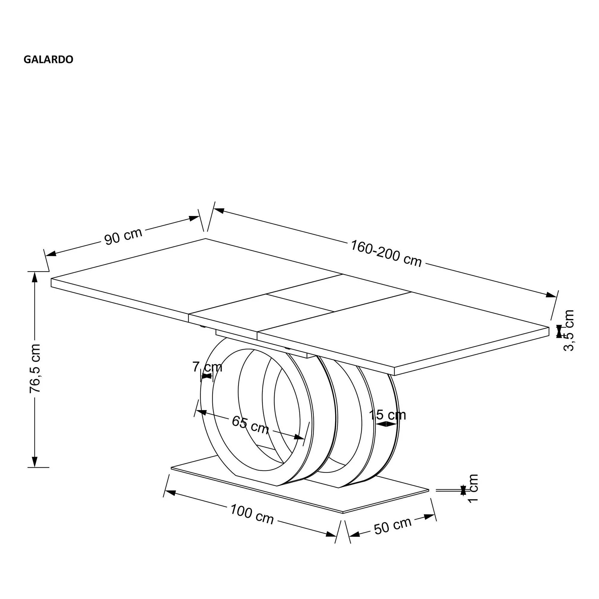 Masa extensibila HOUSTON OCN-37366, alb lucios/alb/auriu