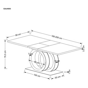 Masa extensibila HOUSTON OCN-37366, alb lucios/alb/auriu