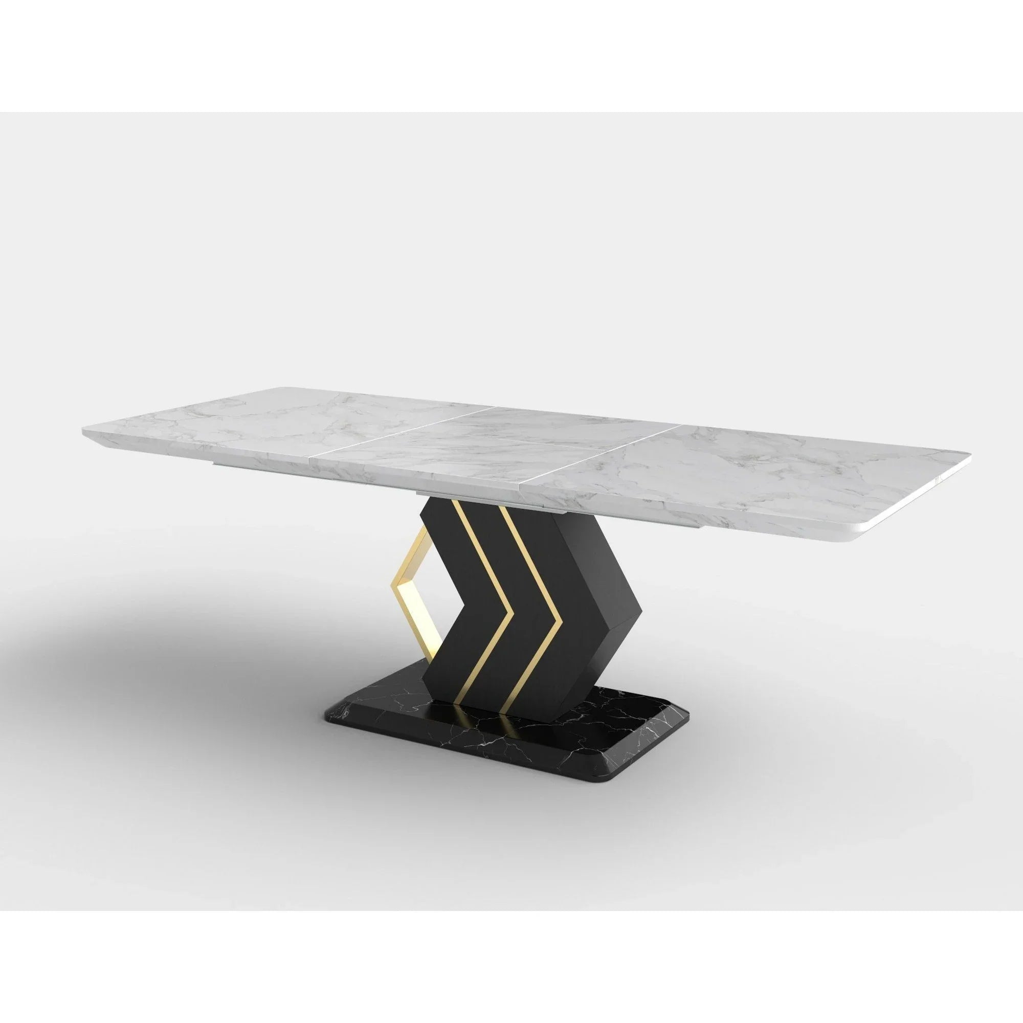 Masa extensibila HOUSTON OCN-37381, alb/negru/auriu