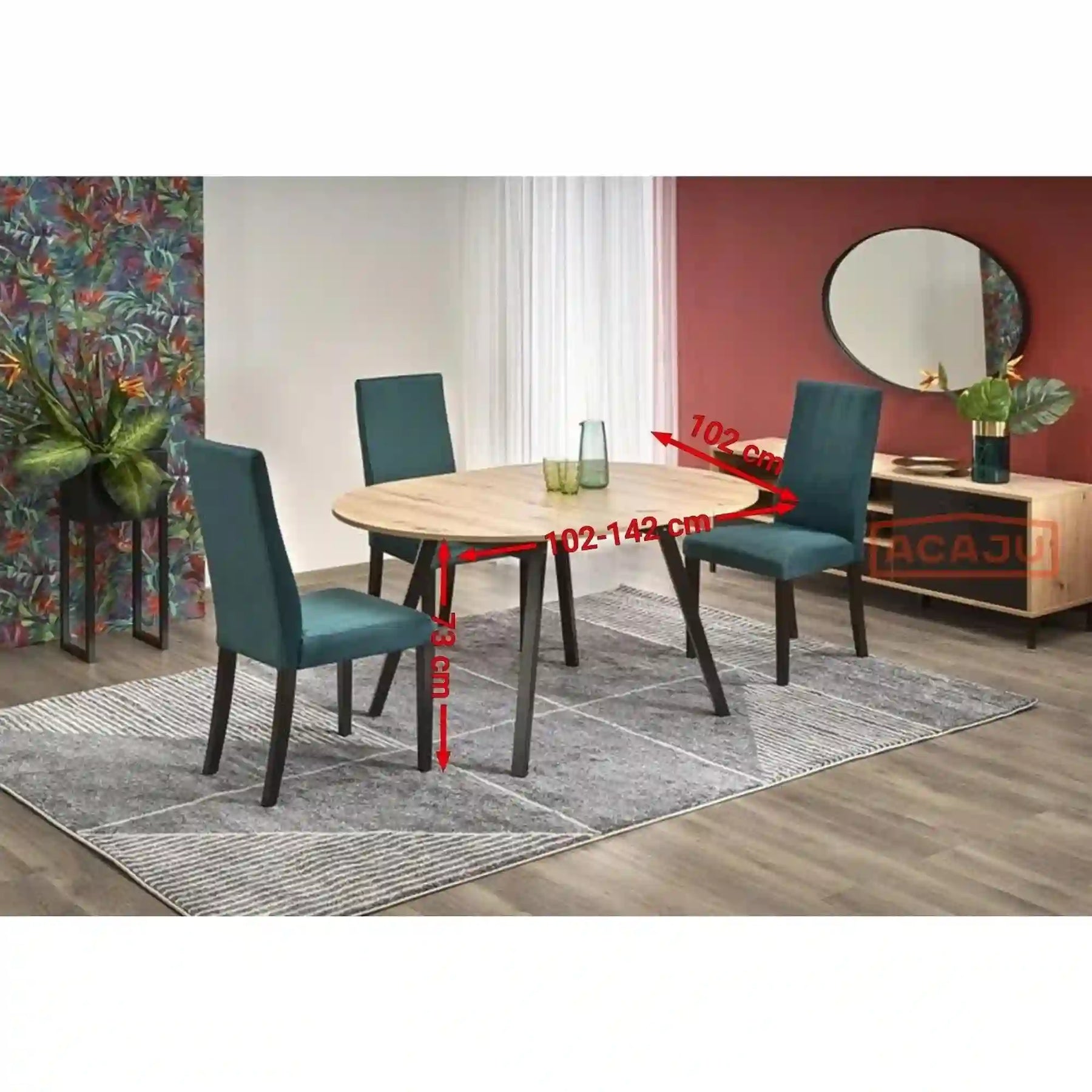 Masa extensibila HOUSTON OCN-37390, stejar artisan/negru