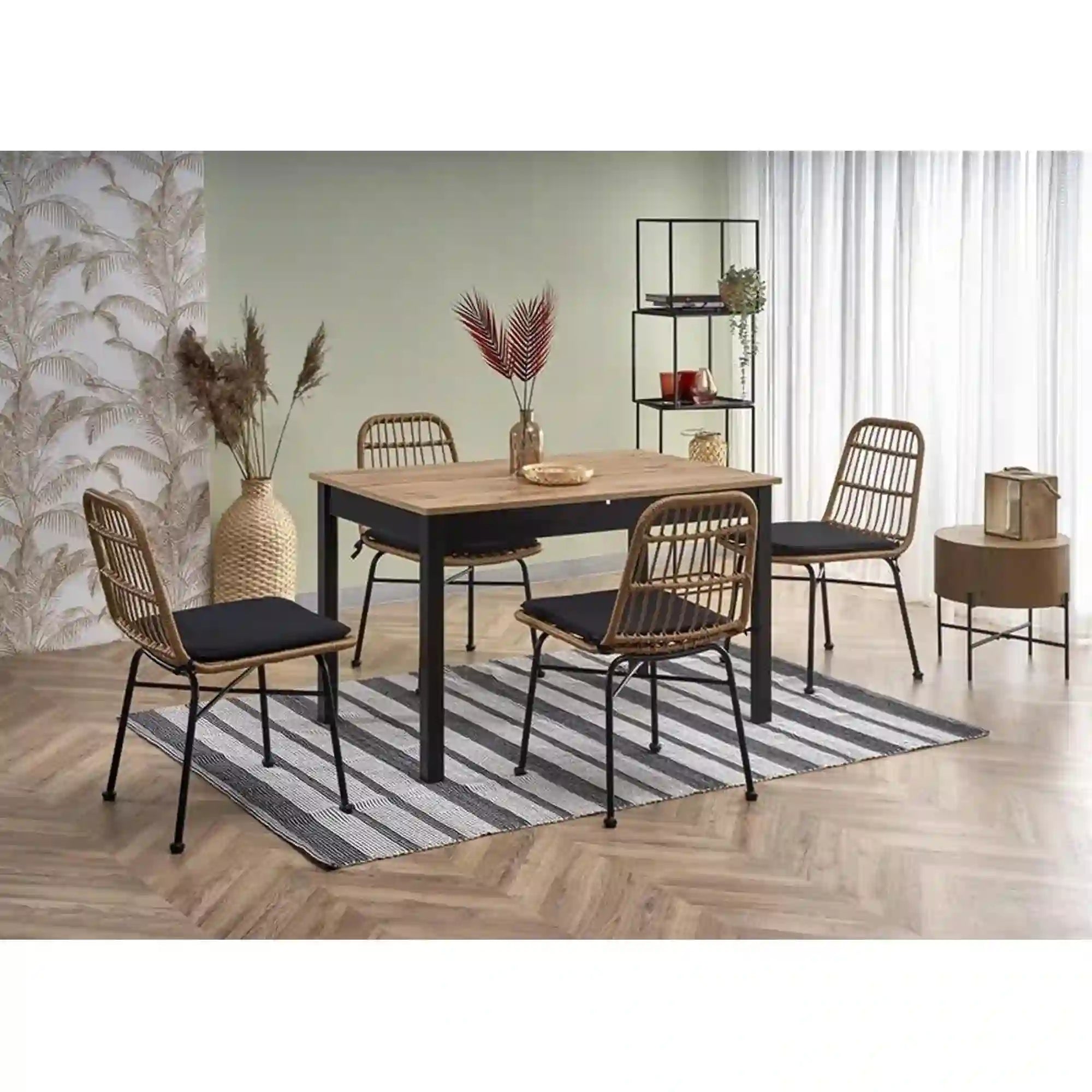 Masa extensibila HOUSTON OCN-37392, stejar/negru