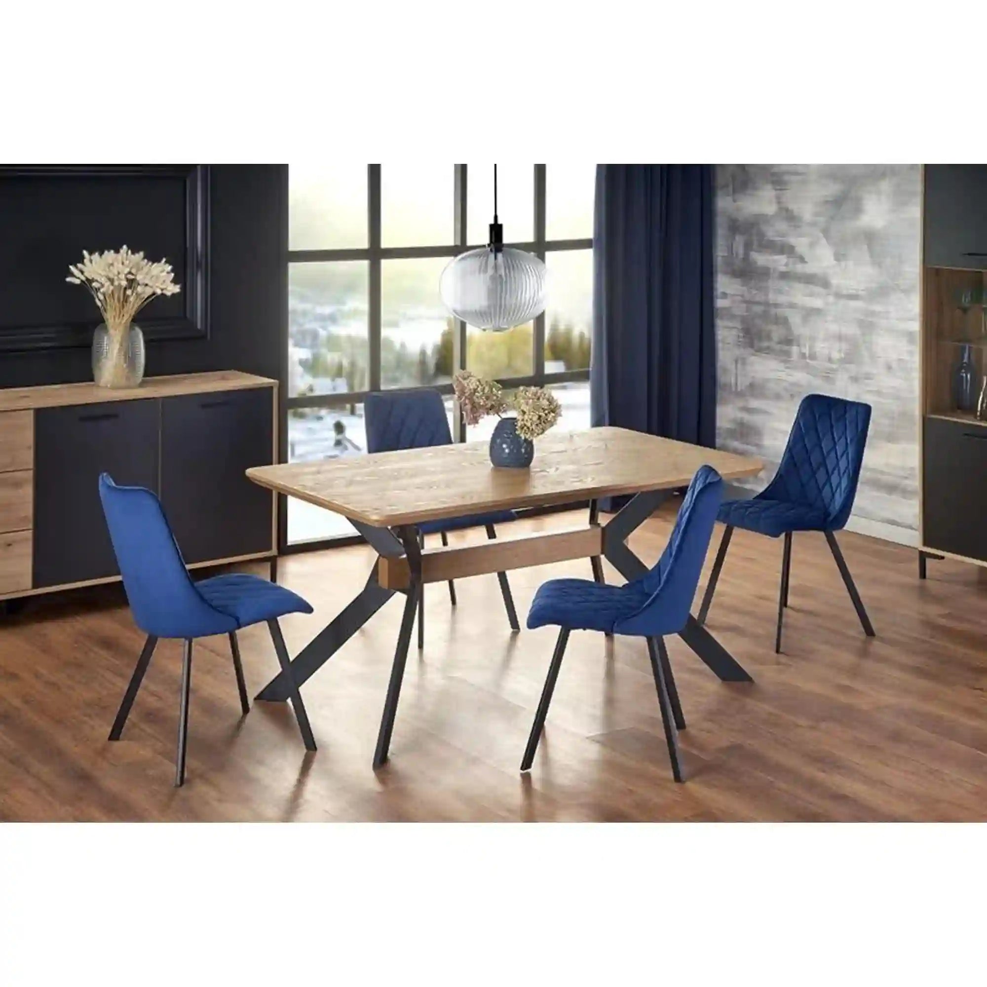 Masa extensibila HOUSTON OCN-37413, stejar sonoma/negru