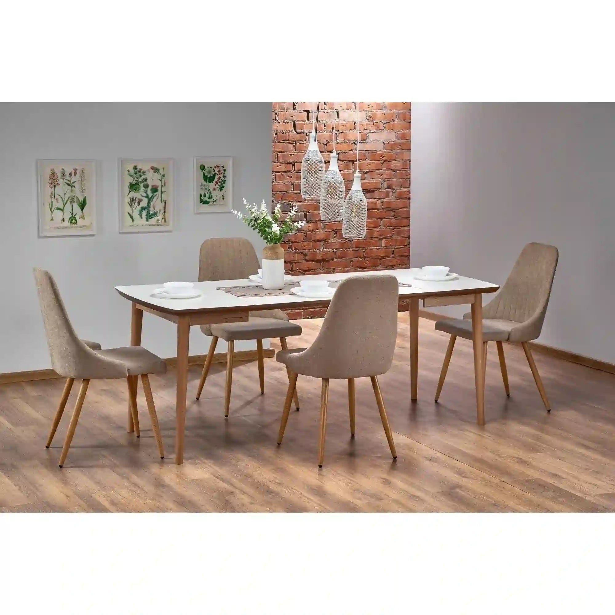 Masa extensibila HOUSTON OCN-37417, alb/stejar