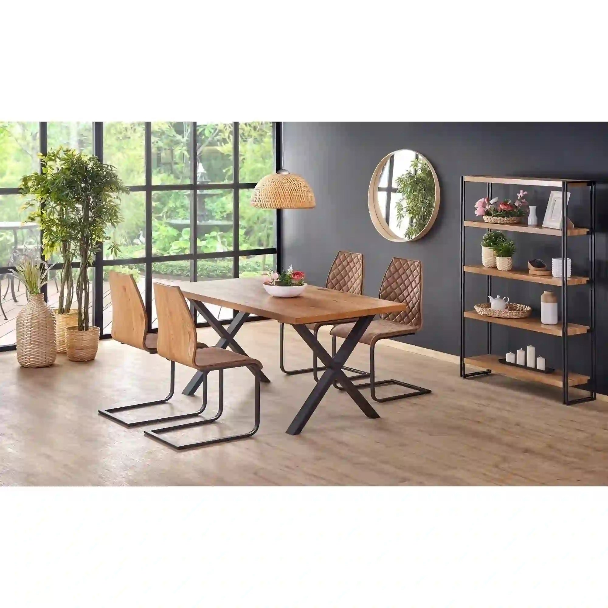 Masa extensibila HOUSTON OCN-37419, stejar/negru