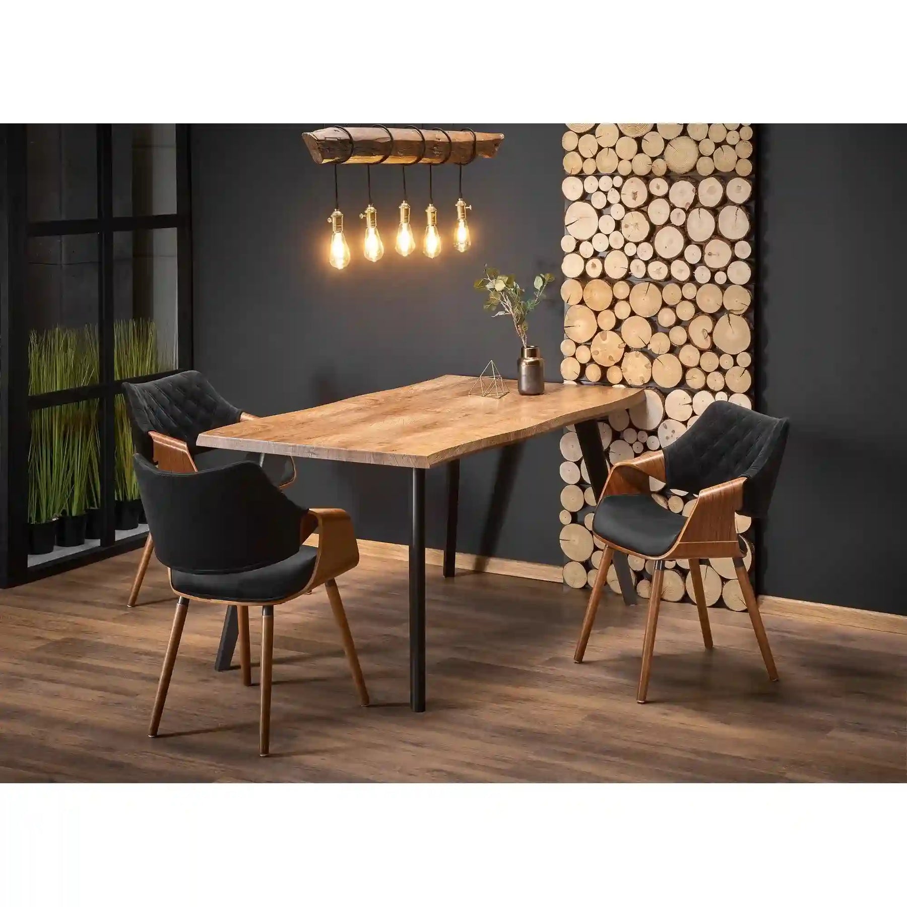 Masa extensibila HOUSTON OCN-37430, stejar natural/negru