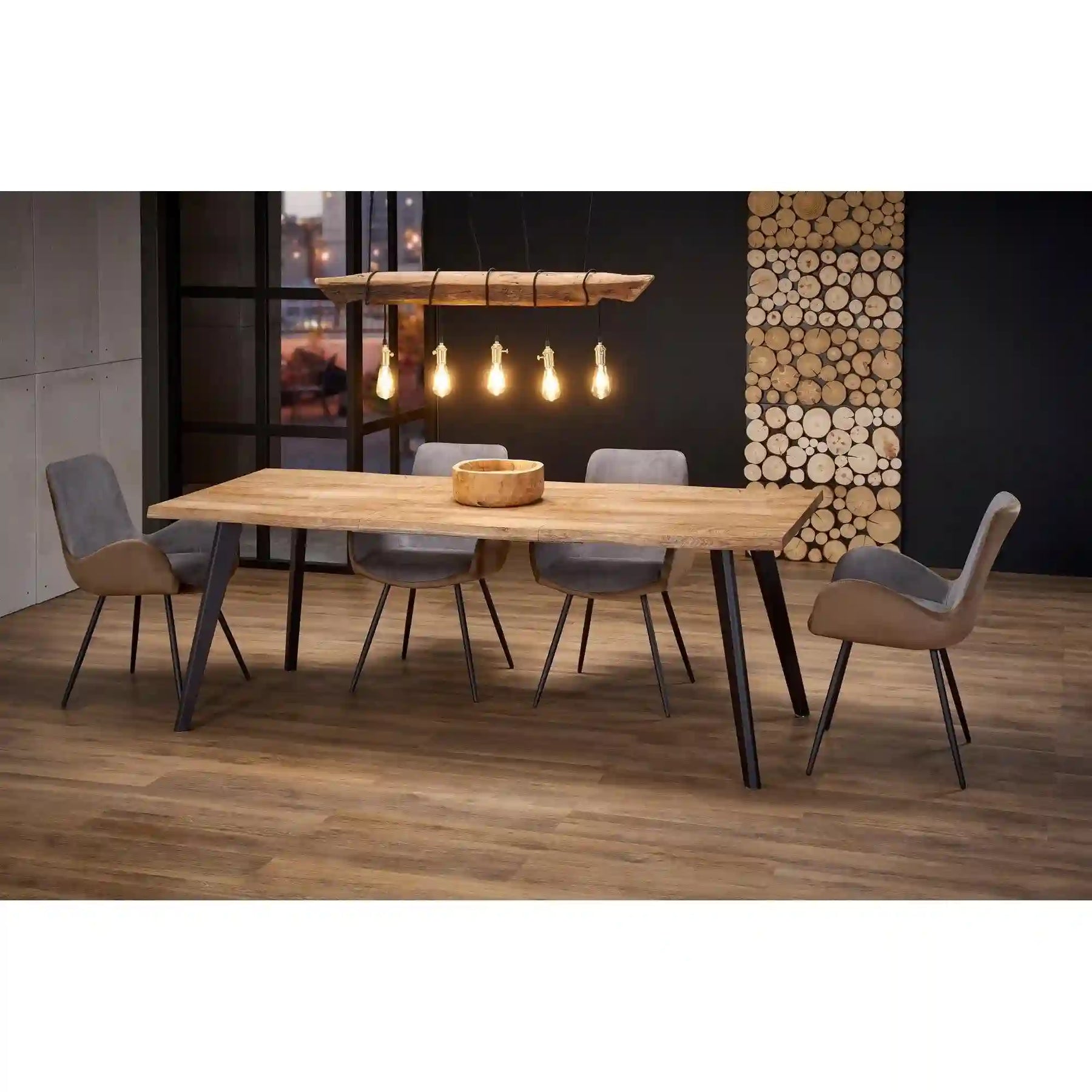 Masa extensibila HOUSTON OCN-37430, stejar natural/negru
