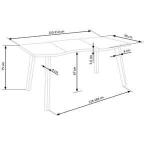 Masa extensibila HOUSTON OCN-37430, stejar natural/negru
