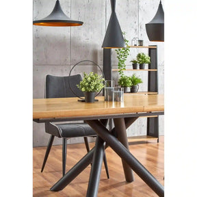 Masa extensibila HOUSTON OCN-37431, stejar natural/negru