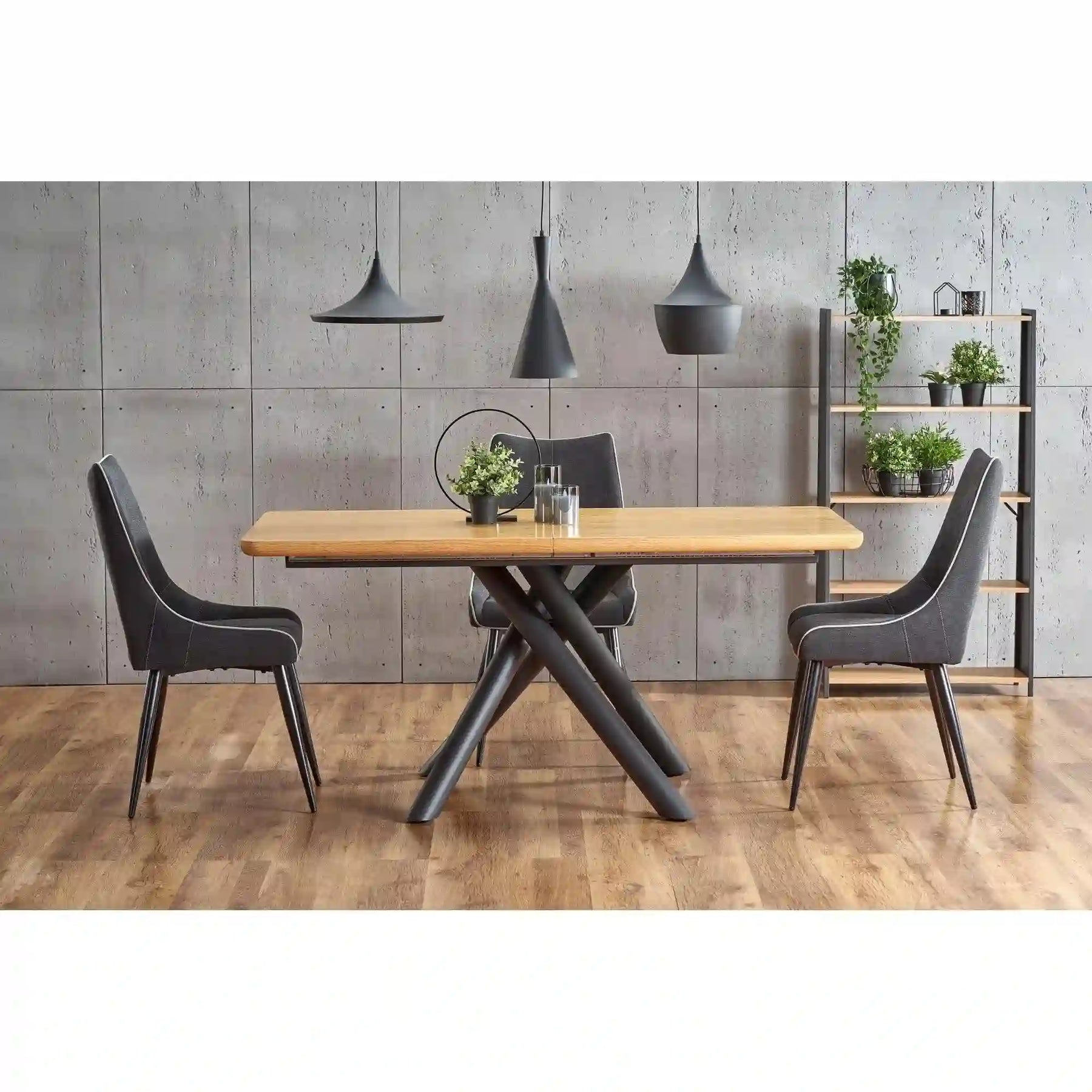 Masa extensibila HOUSTON OCN-37431, stejar natural/negru