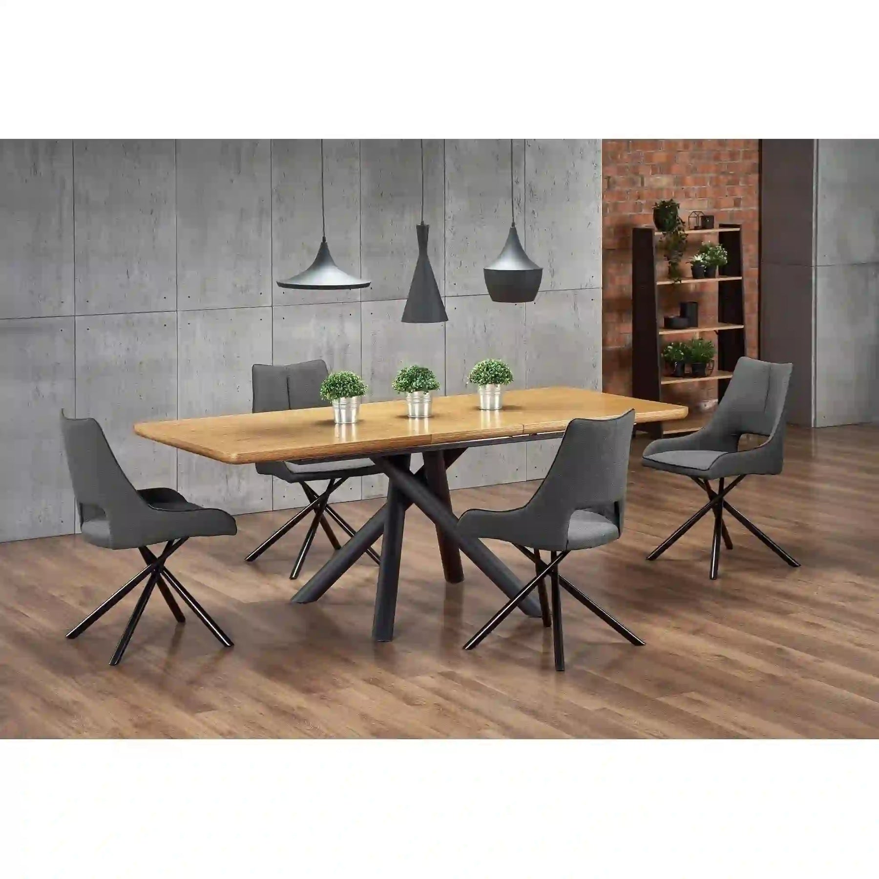 Masa extensibila HOUSTON OCN-37431, stejar natural/negru
