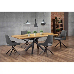 Masa extensibila HOUSTON OCN-37431, stejar natural/negru