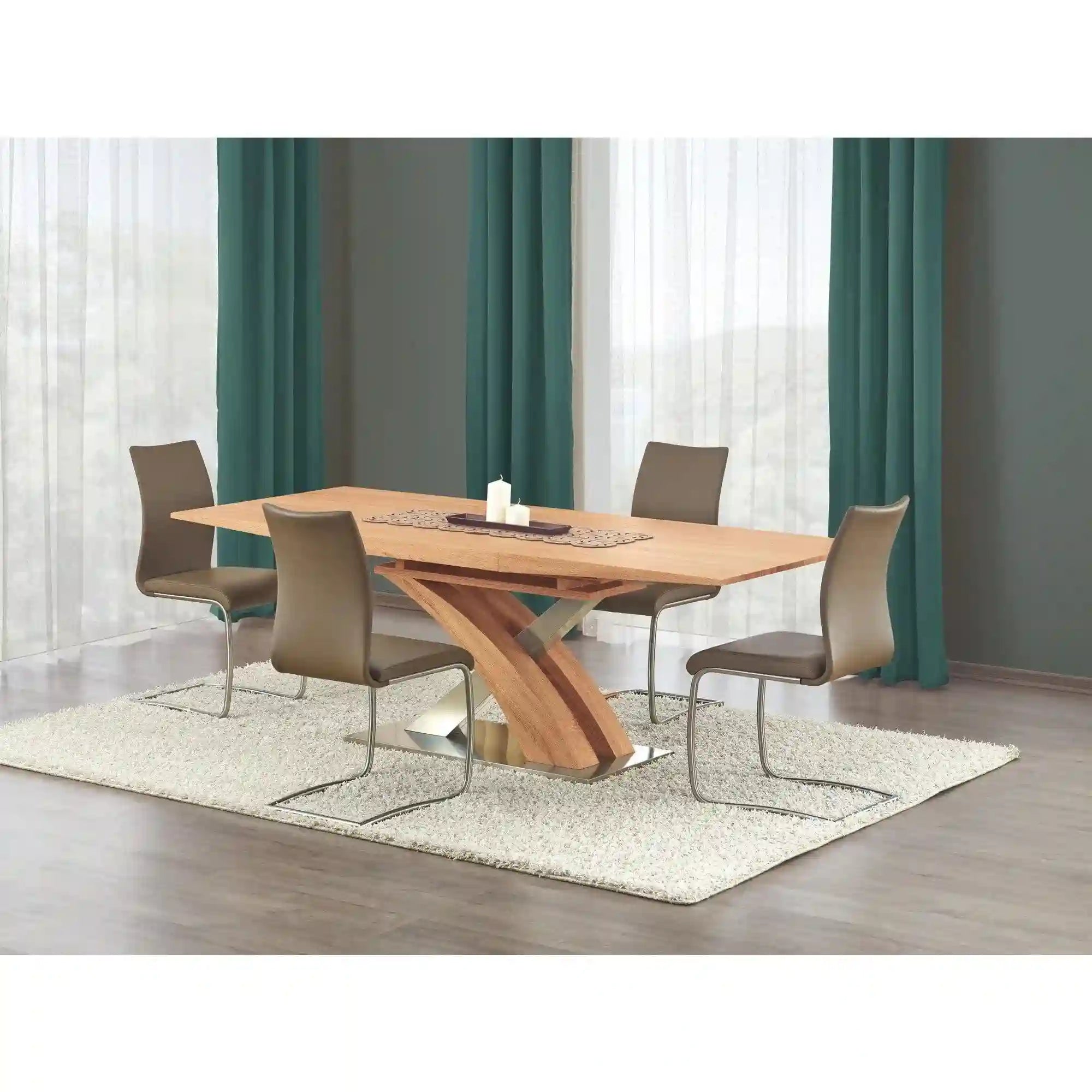 Masa extensibila HOUSTON OCN-37455, stejar/crom