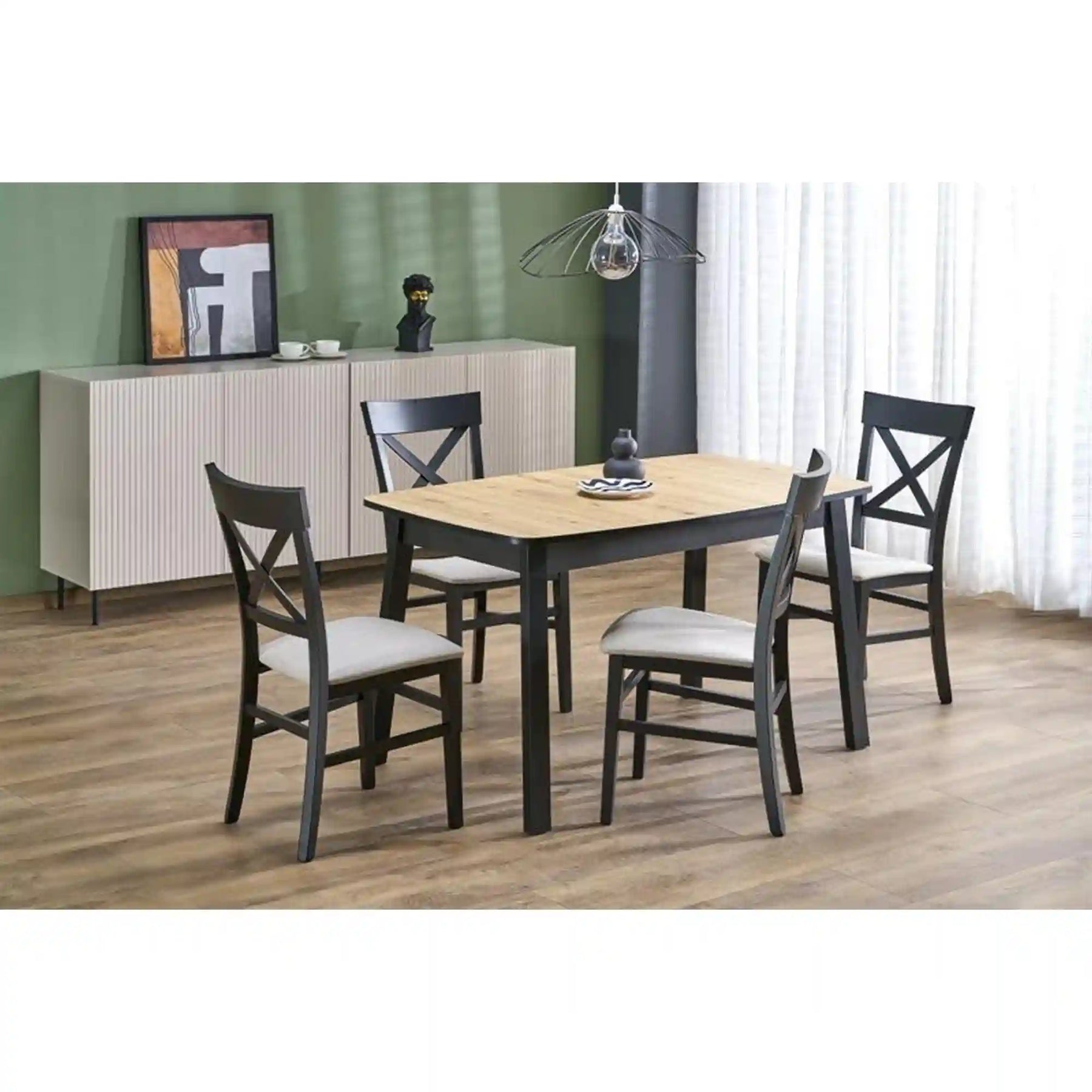 Masa extensibila HOUSTON OCN-37509, stejar artisan/negru