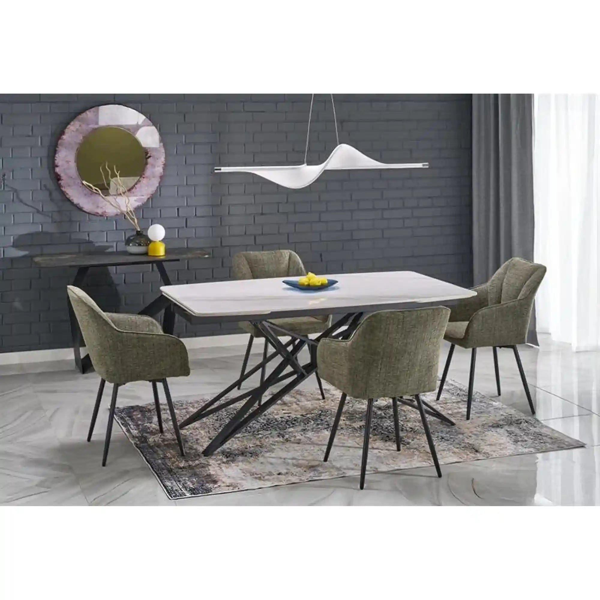 Masa extensibila HOUSTON OCN-37523, alb/negru