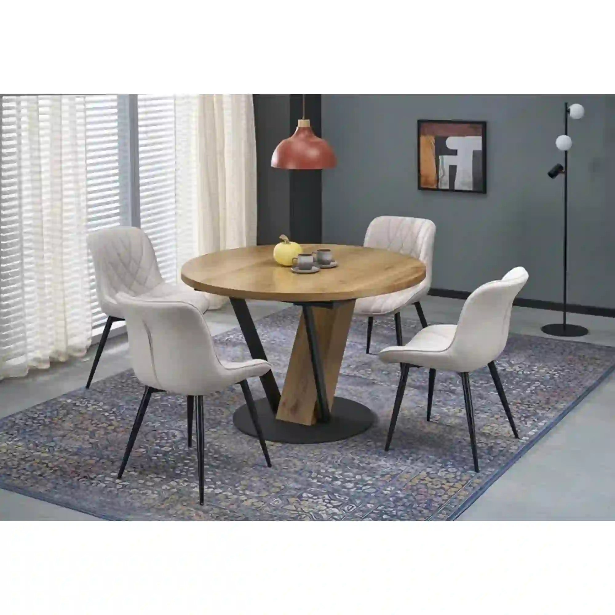 Masa extensibila HOUSTON OCN-37530, stejar/negru