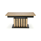 Masă extensibilă din stejar artisan și negru, ideală pentru dining modern – primabucata