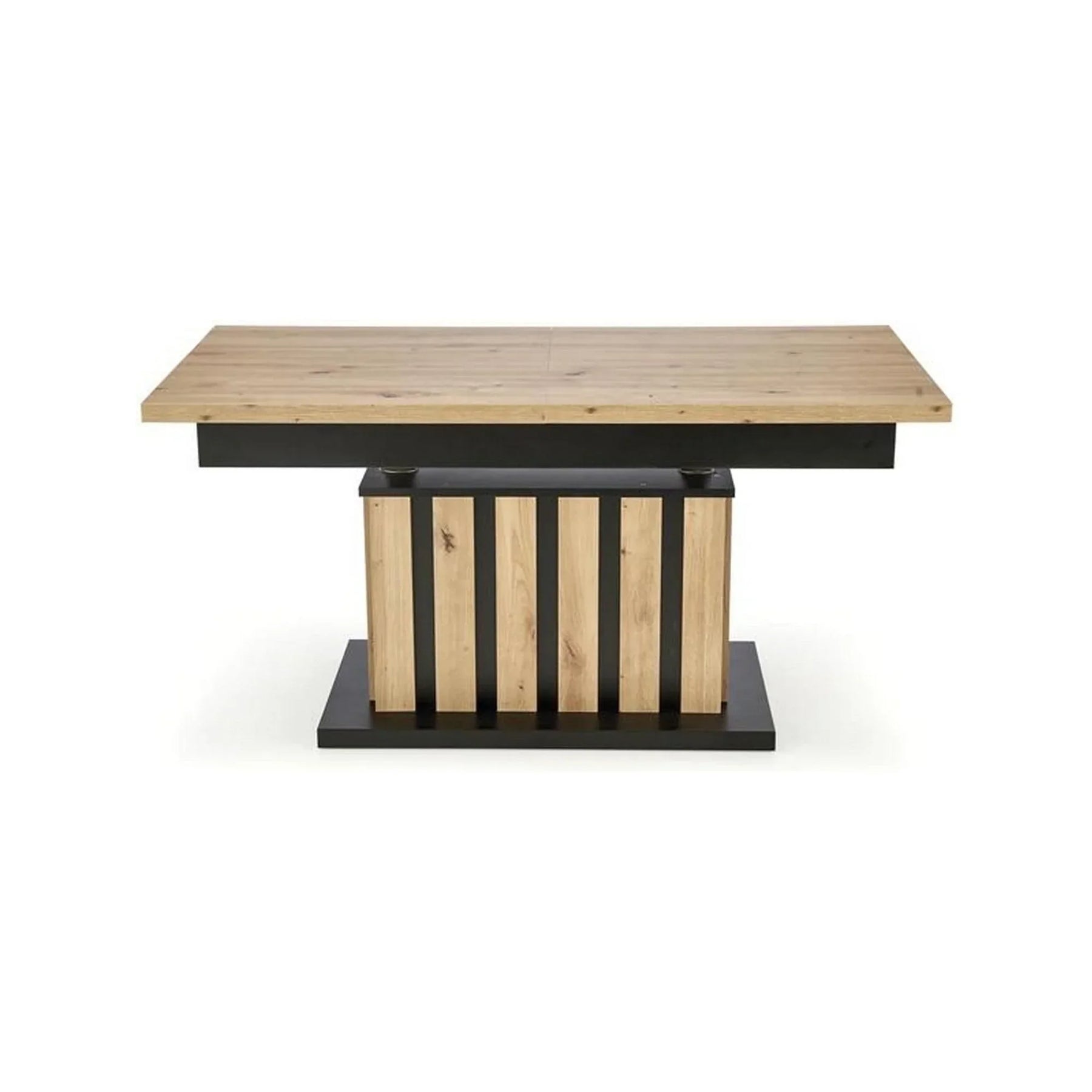Masă extensibilă din stejar artisan și negru, ideală pentru dining modern – primabucata
