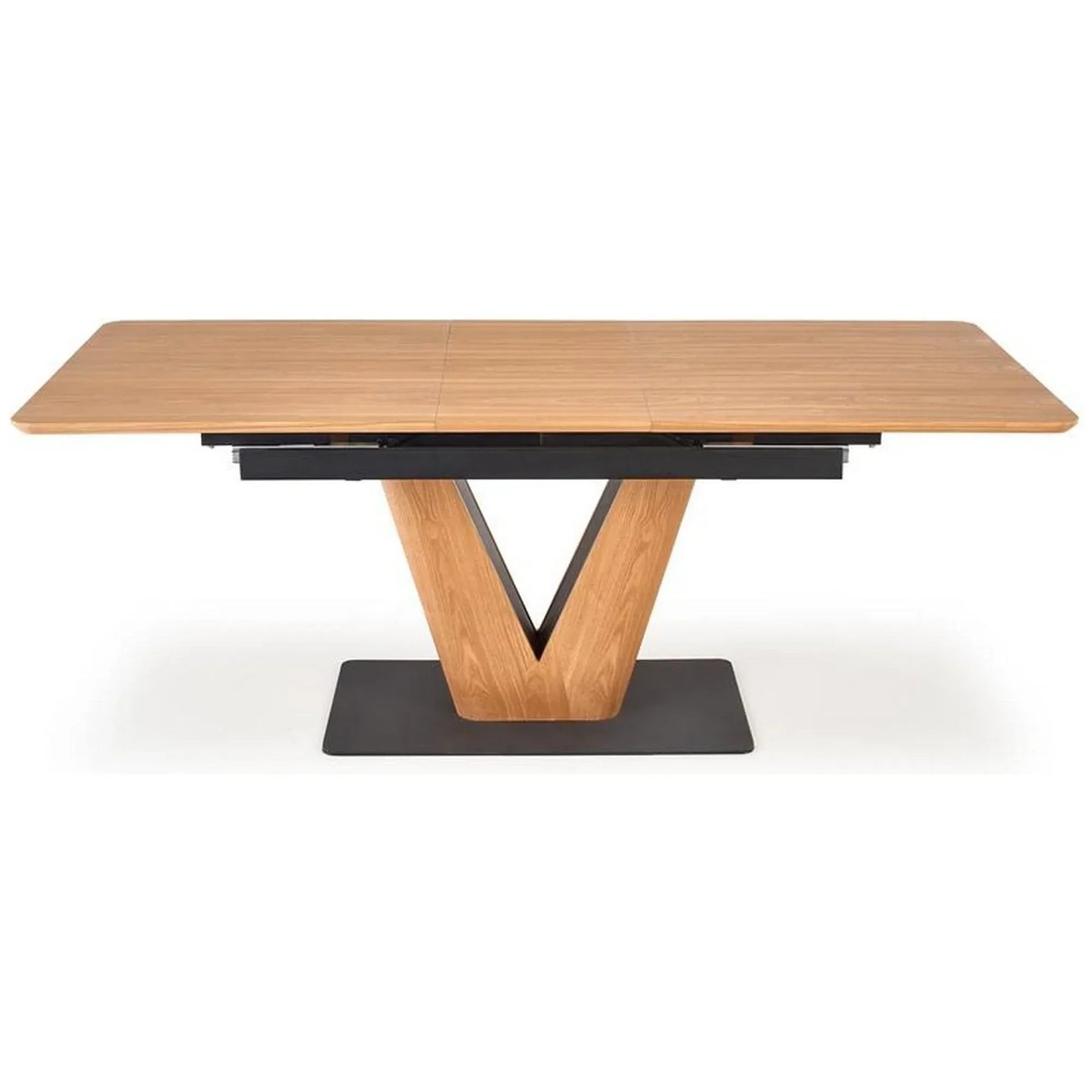 Masă extensibilă din stejar și negru, cu design modern, ideală pentru dining – primabucata