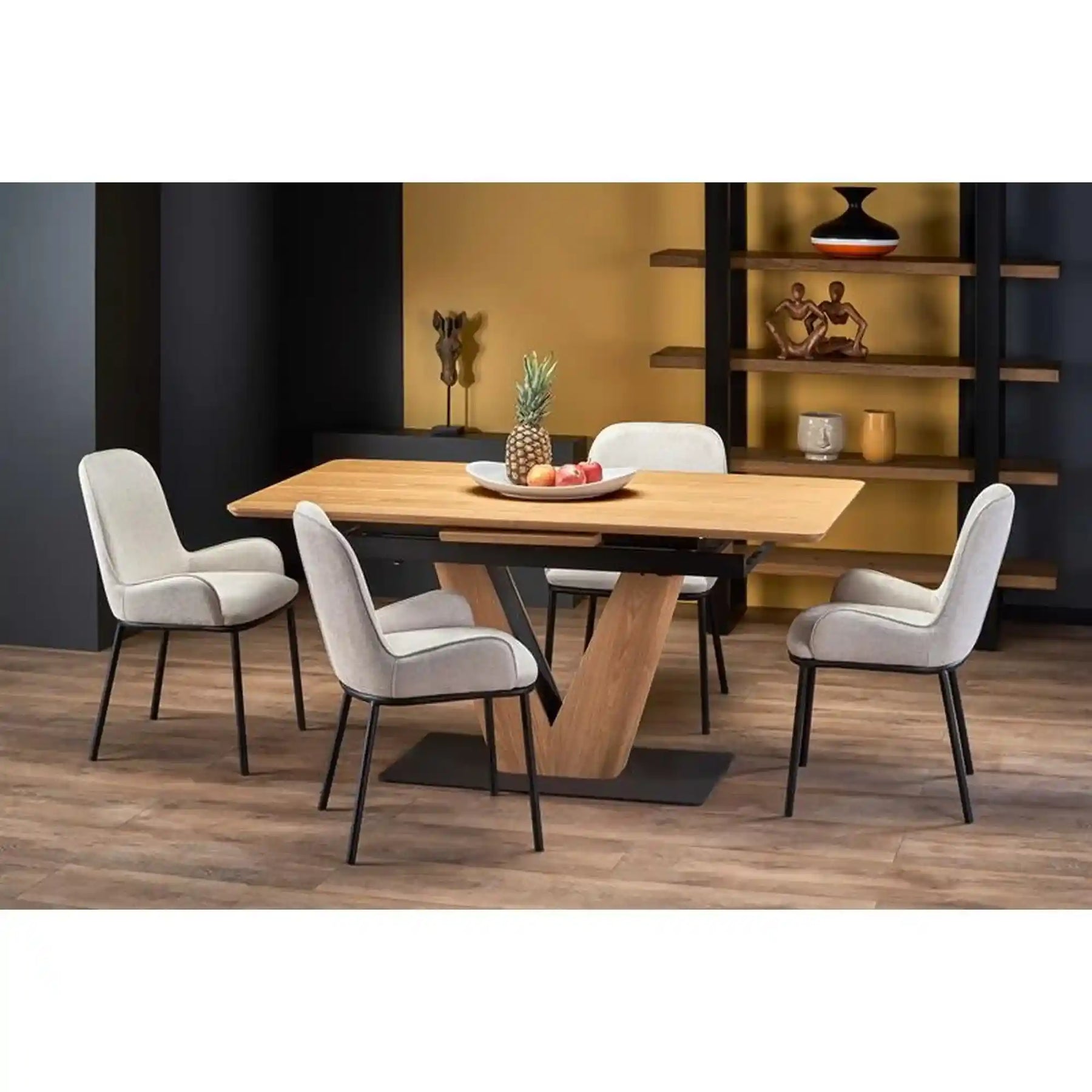 Masa extensibila HOUSTON OCN-37543, stejar/negru
