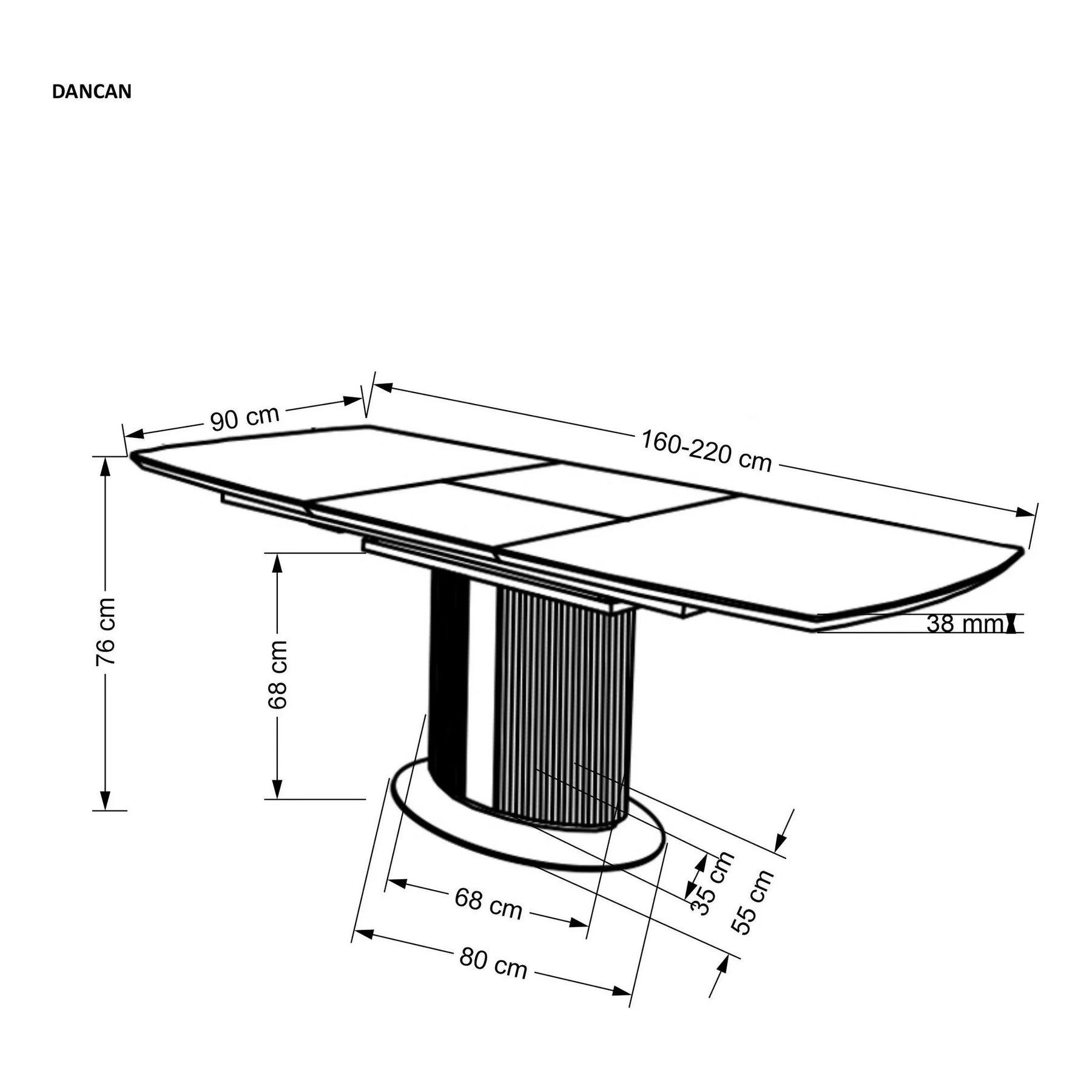 Masa extensibila HOUSTON OCN-37554, alb/gri