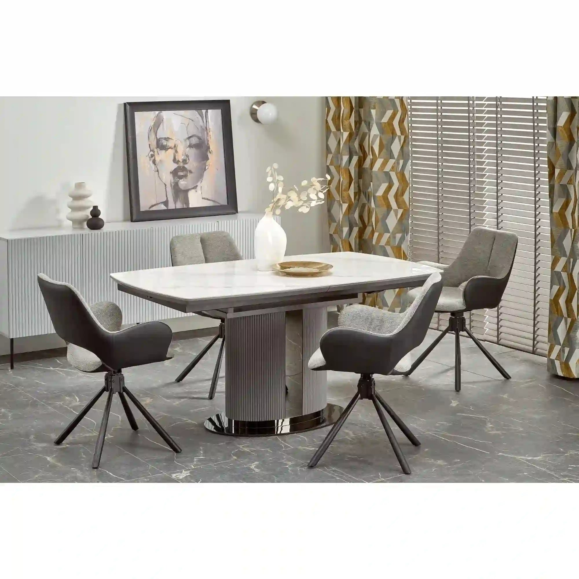 Masa extensibila HOUSTON OCN-37554, alb/gri