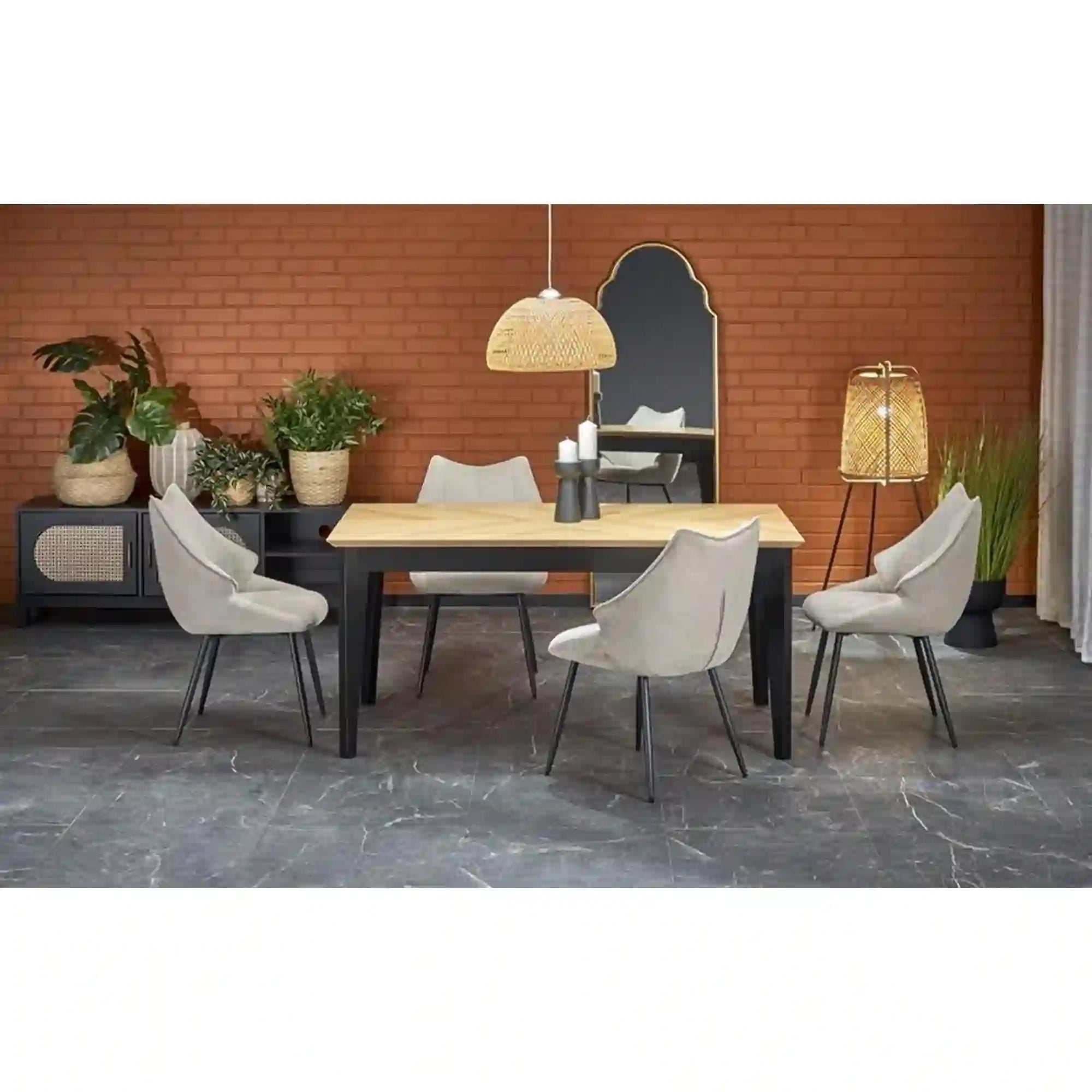 Masa extensibila HOUSTON OCN-37558, stejar/negru