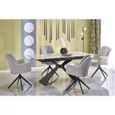 Masa extensibila HOUSTON OCN-37562, alb/negru