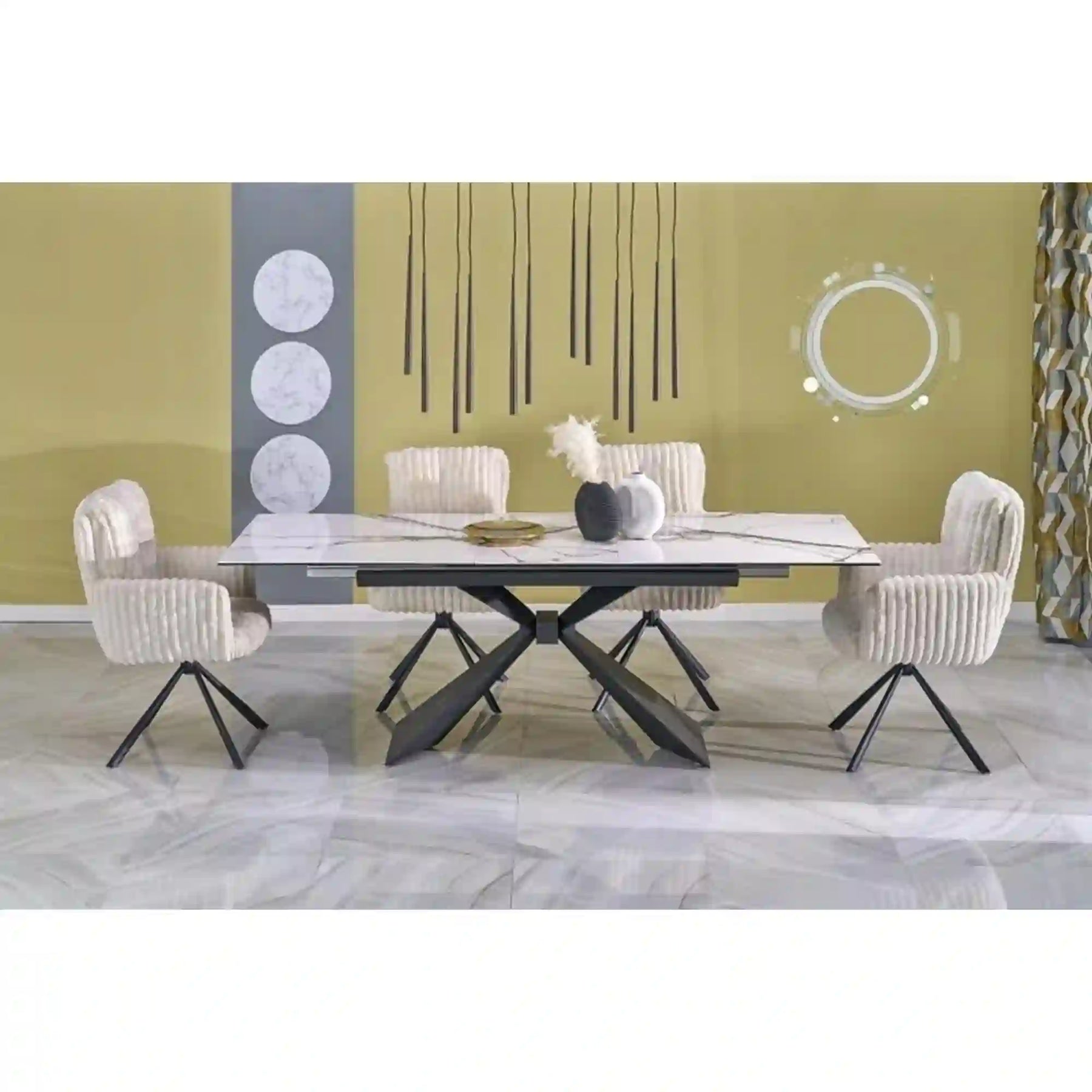 Masa extensibila HOUSTON OCN-37562, alb/negru