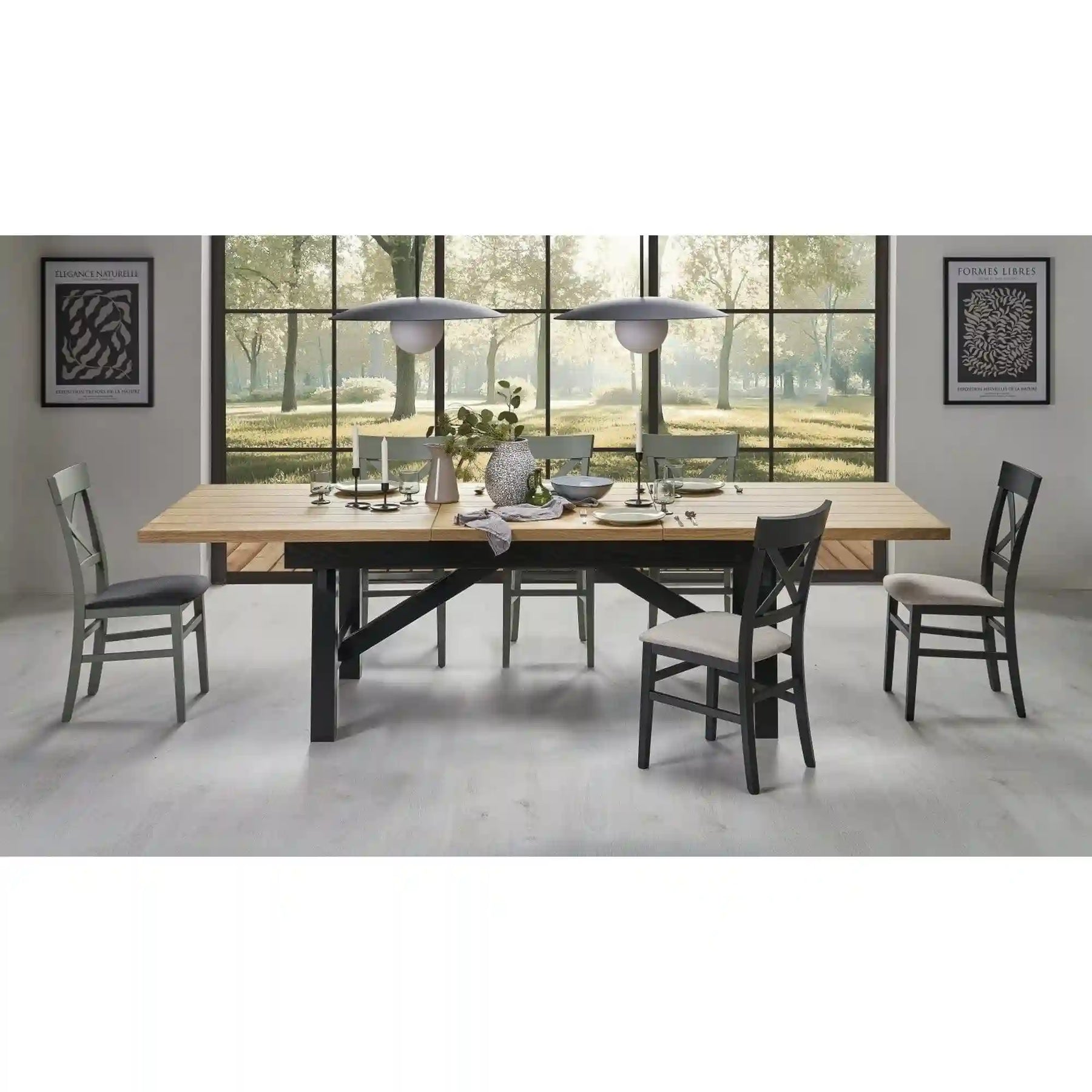 Masa extensibila HOUSTON OCN-37564, stejar natural/negru