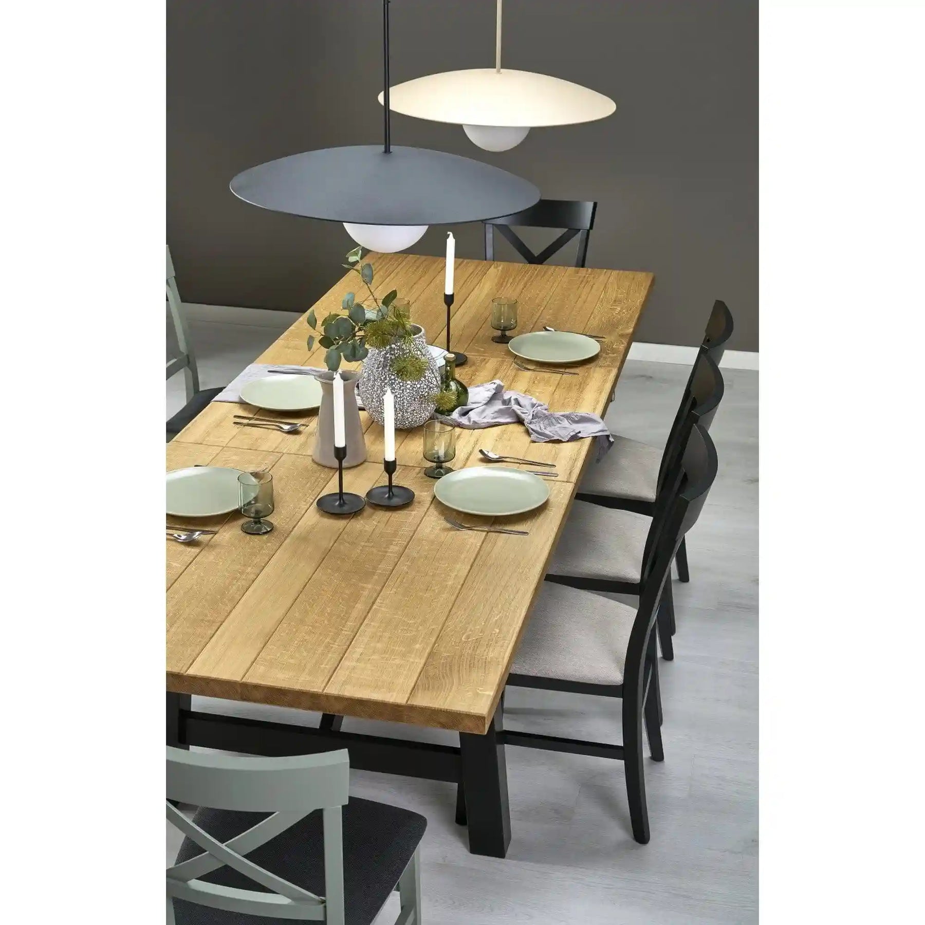 Masa extensibila HOUSTON OCN-37564, stejar natural/negru