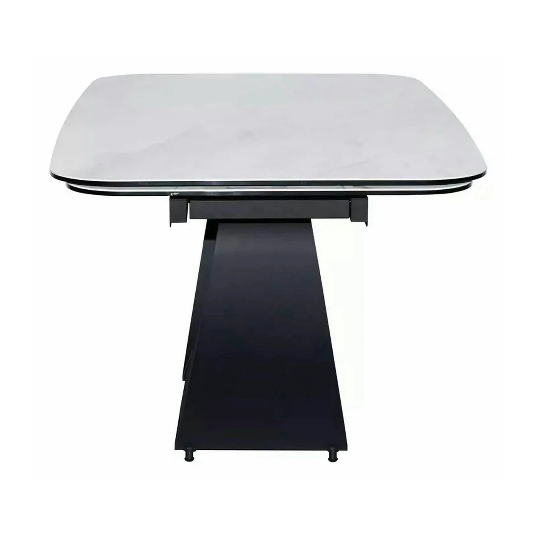 Masa extensibila INFINITY, sticlă securizata/ceramica/metal, alb/negru, 160-240×95×76 cm