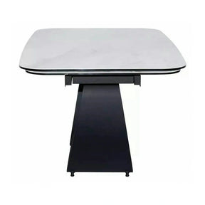 Masa extensibila INFINITY, sticlă securizata/ceramica/metal, alb/negru, 160-240×95×76 cm