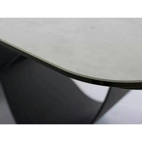 Masa extensibila INFINITY, sticlă securizata/ceramica/metal, alb/negru, 160-240×95×76 cm